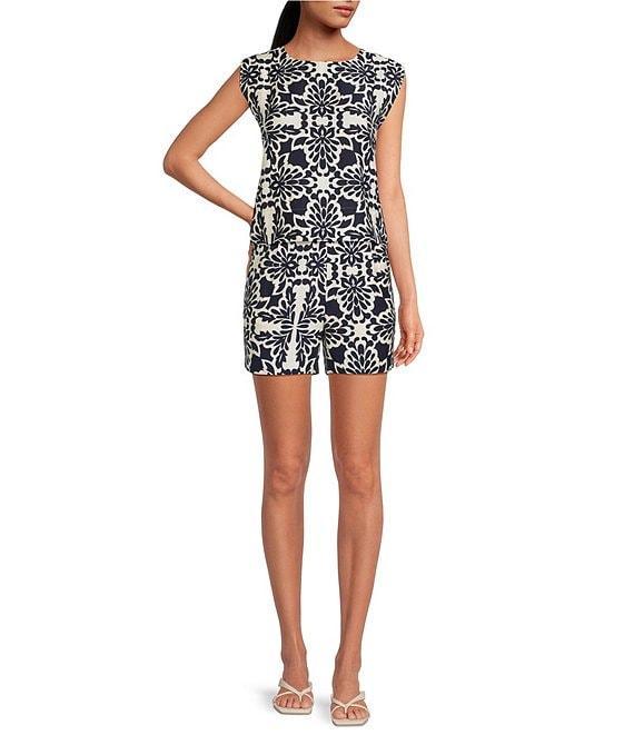 Skies Are Blue Printed Flat Front Coordinating Shorts Product Image