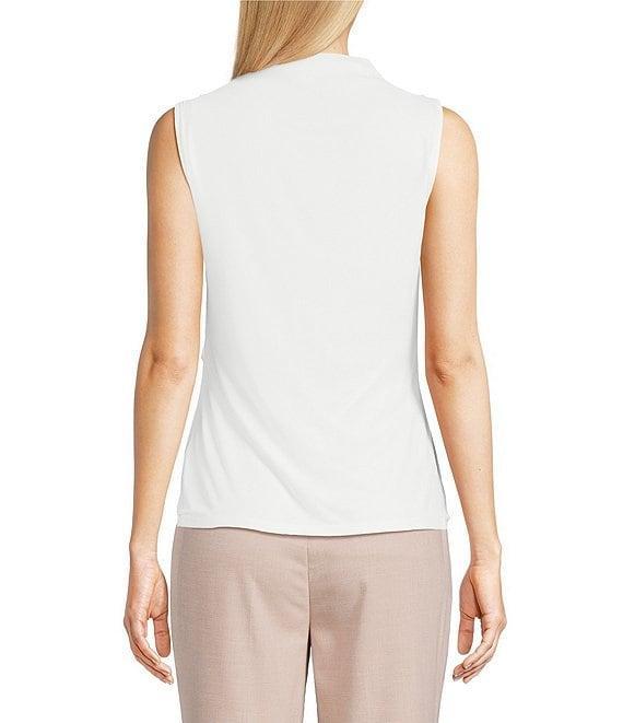 Calvin Klein Mesh Knit Mock Neck Sleeveless Fitted Top Product Image