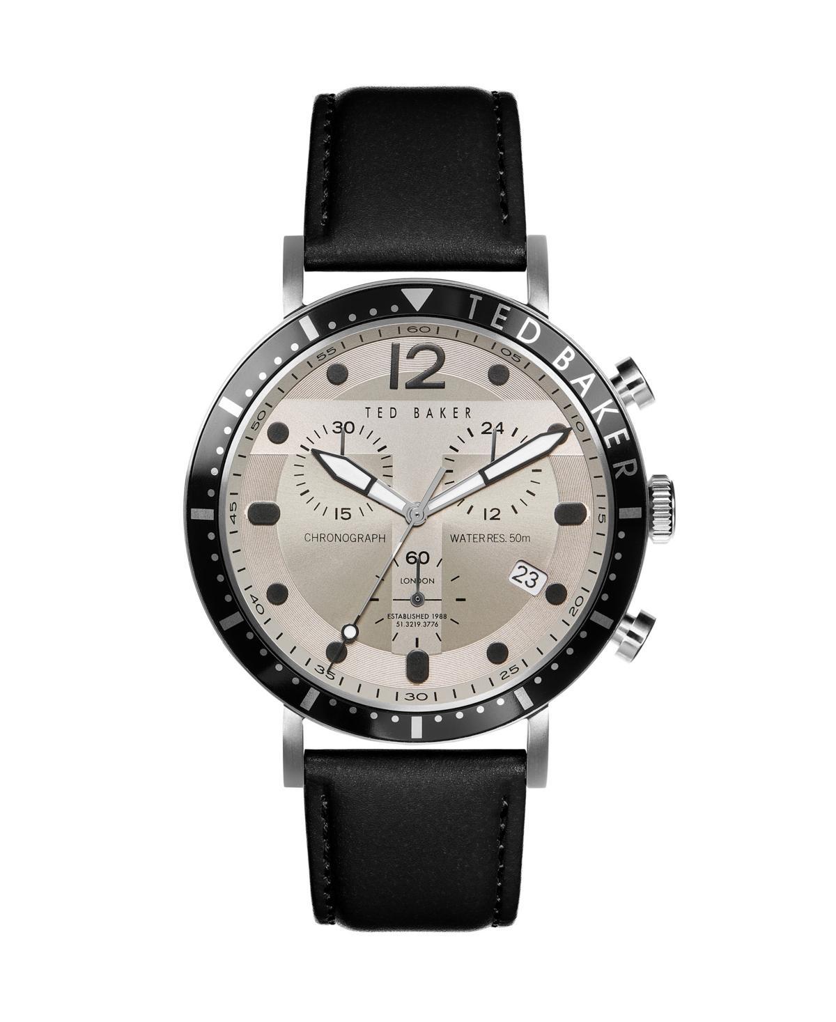 Men's Marteni Chronograph Black Leather Strap Watch 46mm Product Image