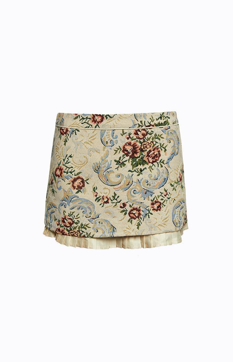 Till Forever Beige Tapestry Mini Skirt Product Image