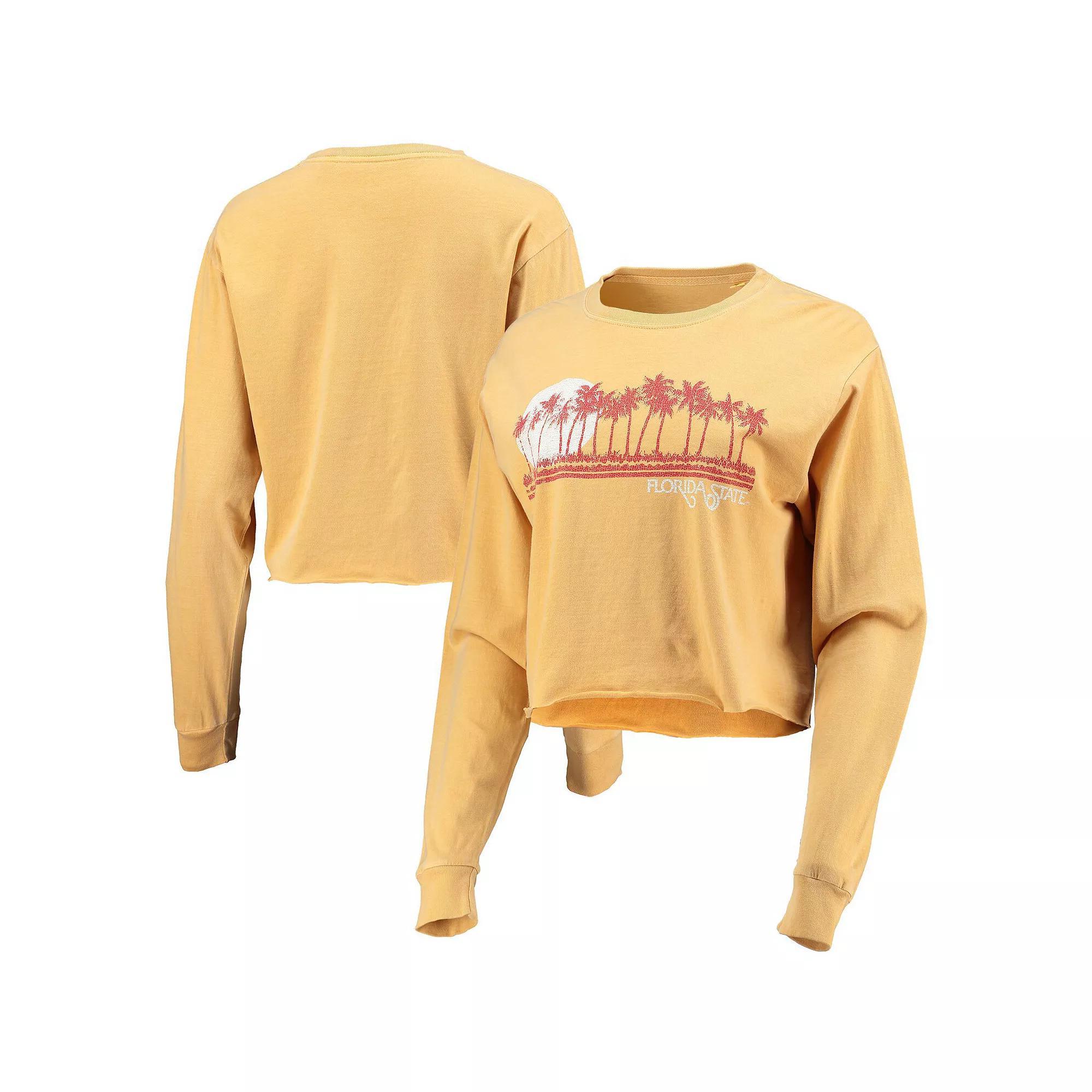 Women's Gold Florida State Seminoles Beach Club Cropped Long Sleeve T-Shirt, Size: Large Product Image