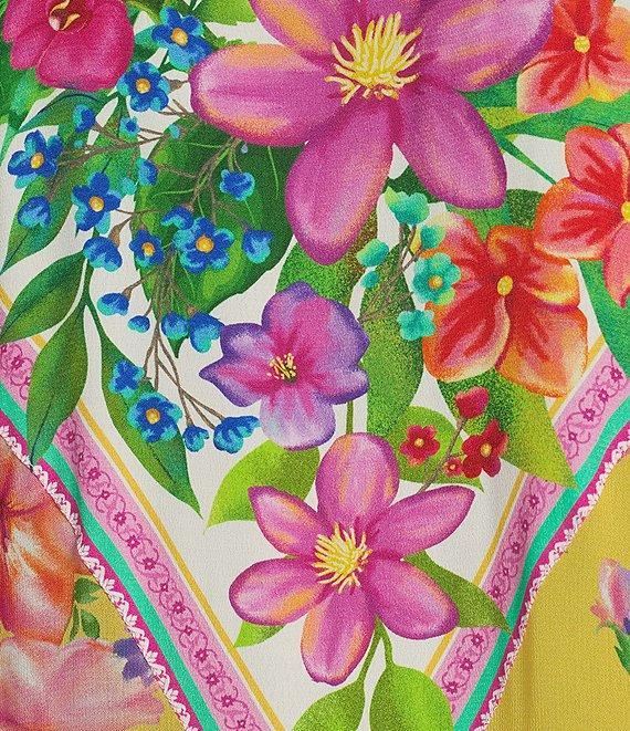 John Mark Mixed Floral Print 3/4 Sleeve Open Front Kimono Product Image