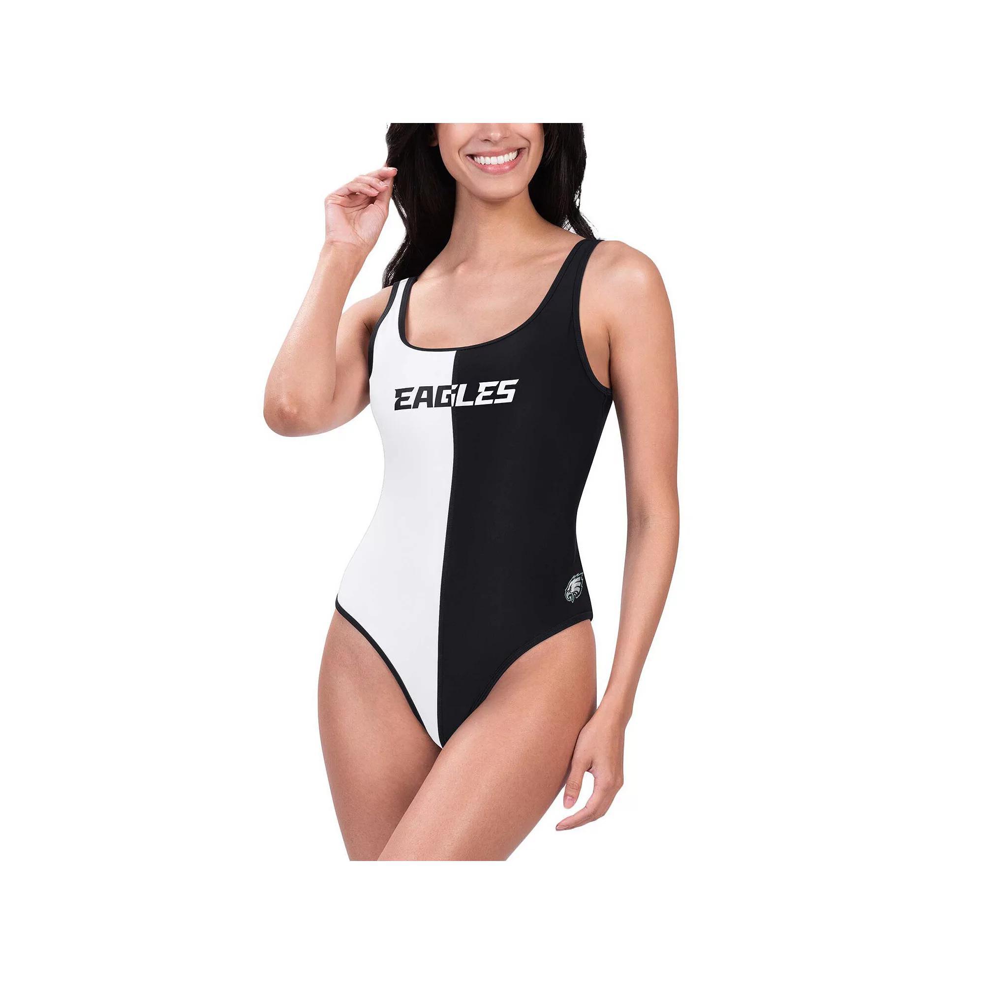 Women's G-III 4Her by Carl Banks Black/White Philadelphia Eagles Last Stand One-Piece Swimsuit, Size: 2XL Product Image