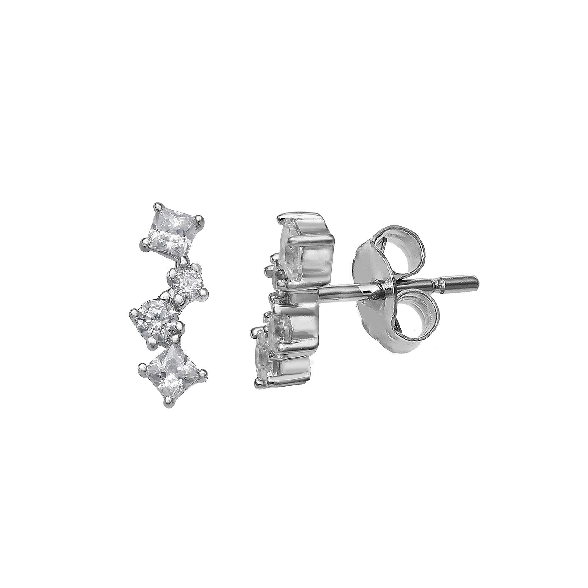 PRIMROSE Sterling Silver Cubic Zirconia Cluster Stud Earrings, Women's, Silver Tone Product Image