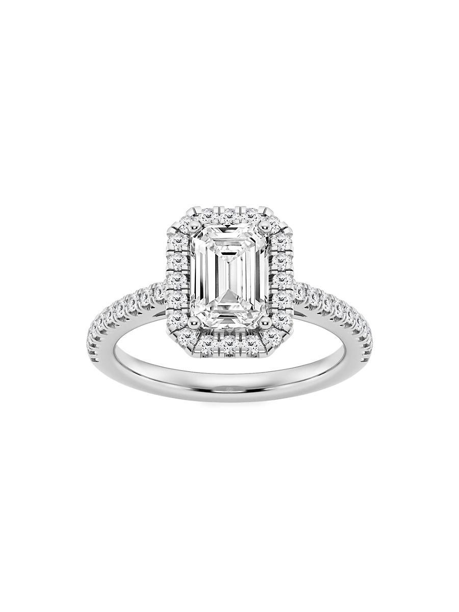 Womens Platinum & Emerald-Cut Lab-Grown Diamond Halo Ring/1.30-3.60 TCW Product Image