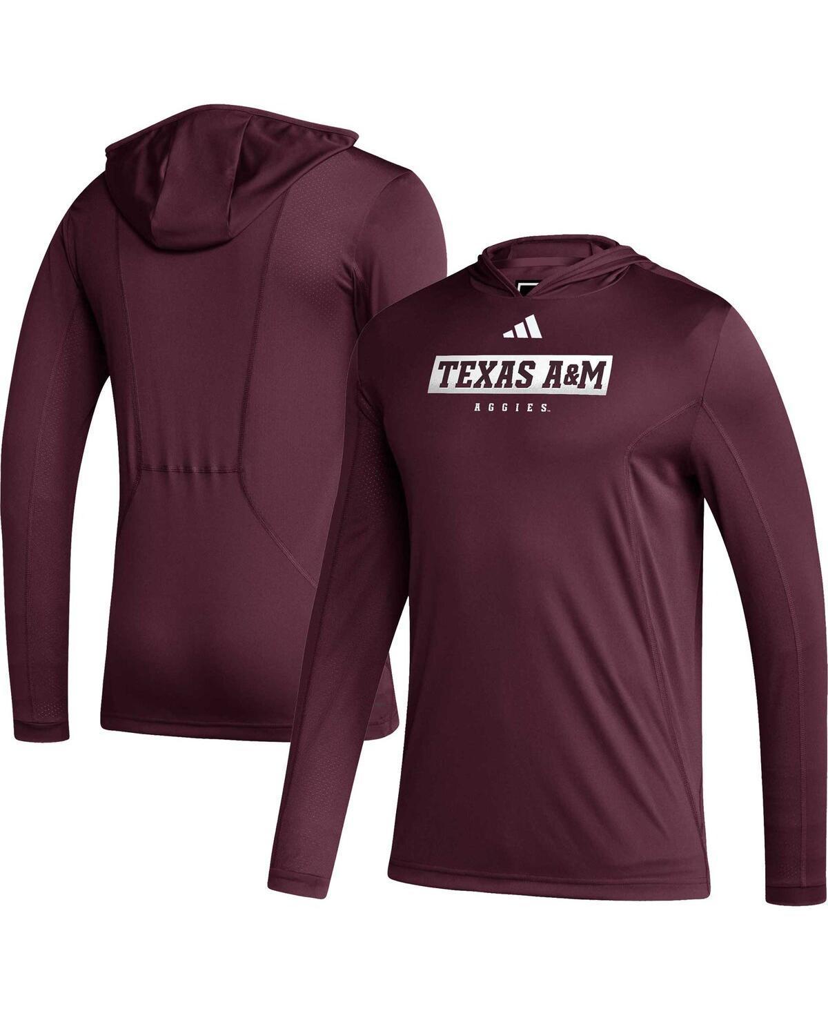 Mens adidas Maroon Texas A&M Aggies Sideline AEROREADY Hooded Long Sleeve T-Shirt Product Image