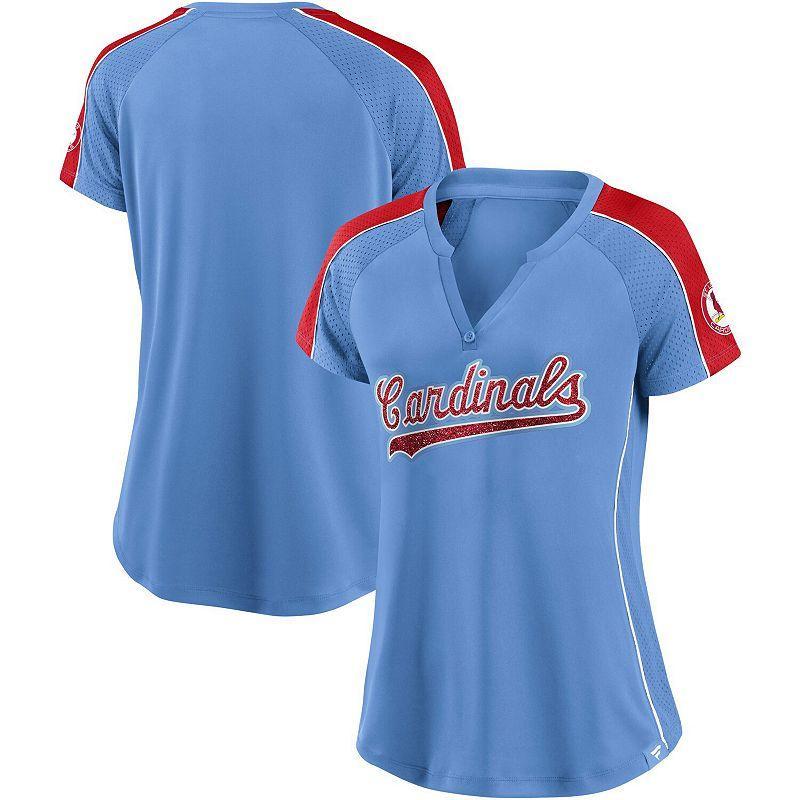 Womens Fanatics Branded Royal/Red St. Louis Cardinals True Classic League Diva Pinstripe Raglan V-Neck T-Shirt Product Image