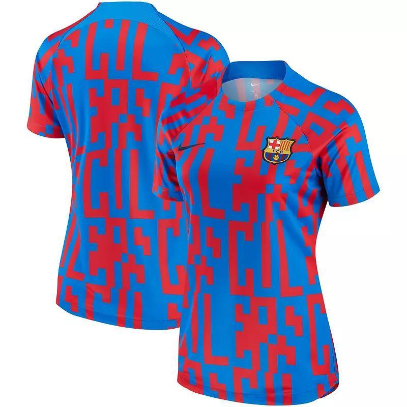 Women's Nike Blue Barcelona 2022/23 Pre-Match Home Performance Top, Size: Small, Bar Blue Product Image