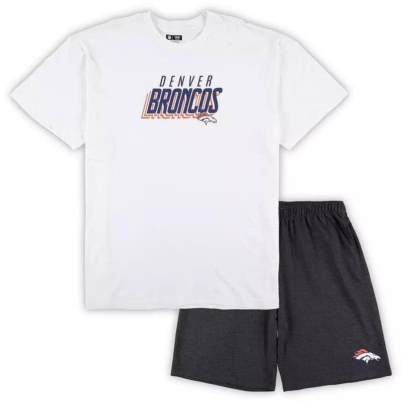Men's Concepts Sport White/Charcoal Denver Broncos Big & Tall T-Shirt and Shorts Set,  Product Image