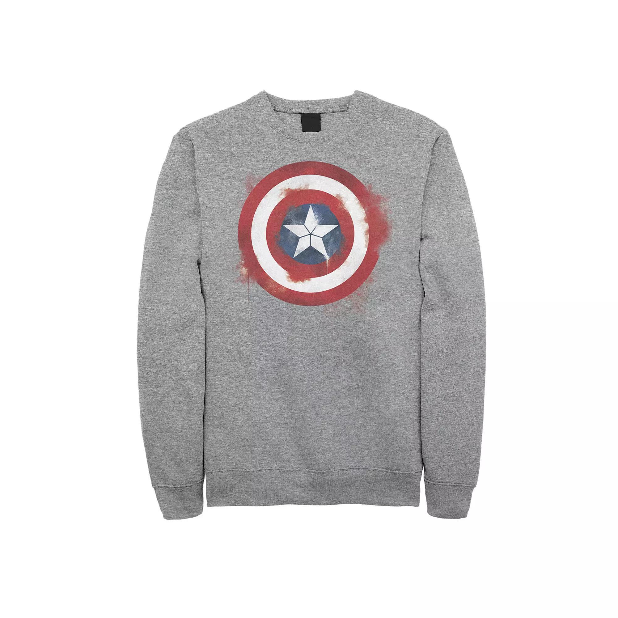 Men's Marvel Avengers Endgame Spray Paint Captain America Logo Sweatshirt, Size: XXL, Athletic Grey Product Image