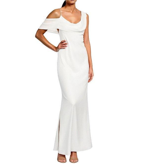 Gianni Bini Maeve Satin Asymmetrical Neck A-Line Dress Product Image