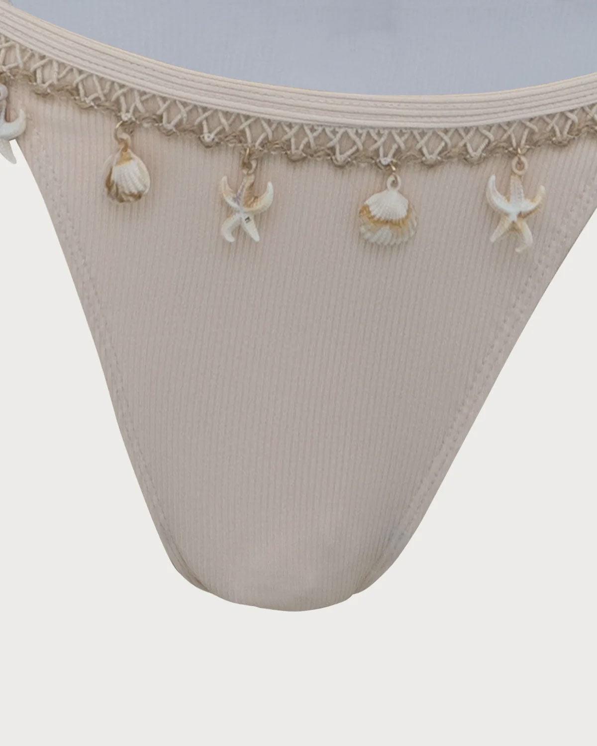 White Shell Embellished Bikini Set Product Image