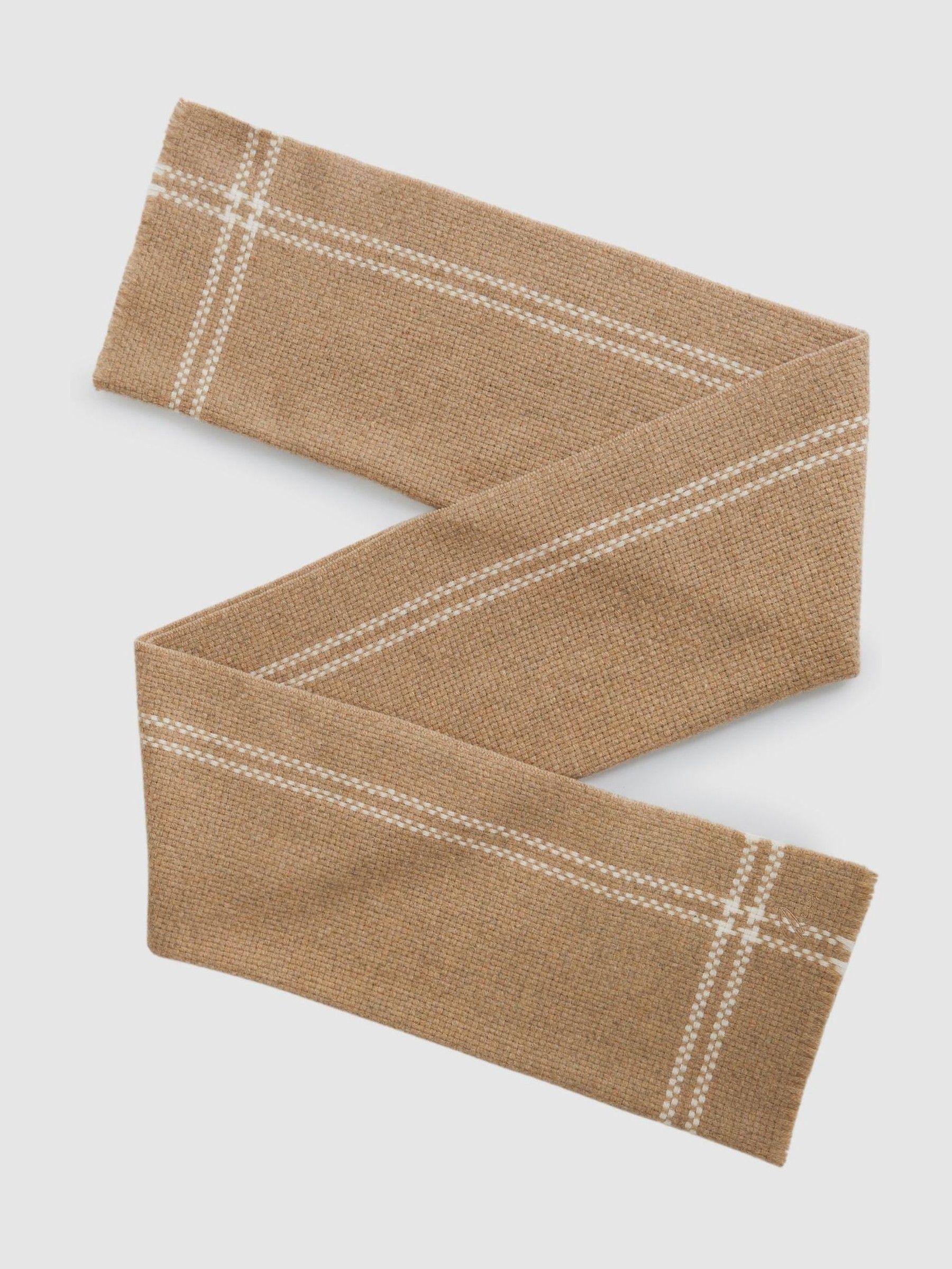 Wool-Cashmere Fringed Scarf in Camel Product Image