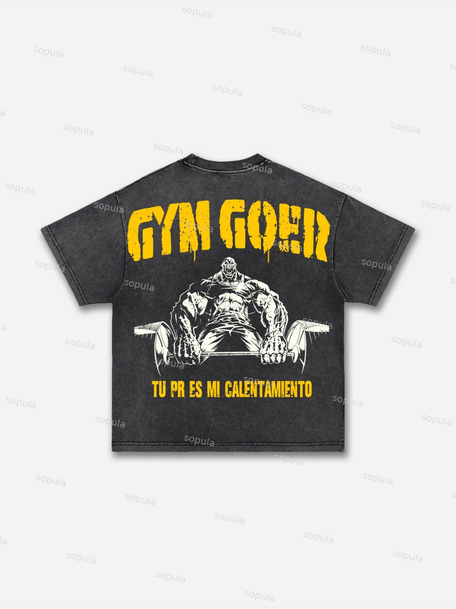 Gym-goer Vintage Graphic Acid Wash T-shirt Product Image