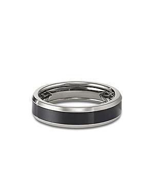 Mens Beveled Band Ring in Grey Titanium with Black Titanium Product Image