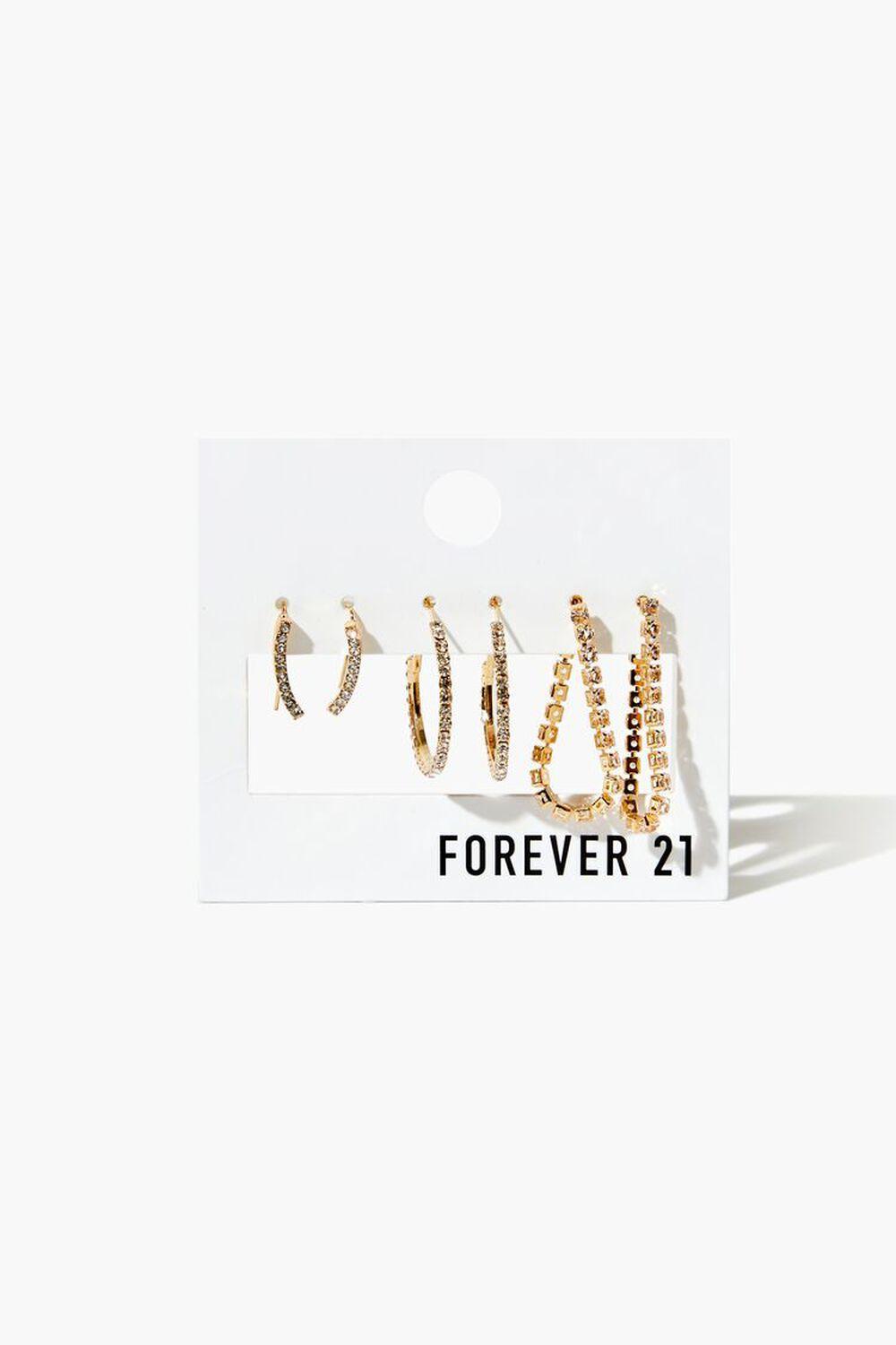 Rhinestone Hoop Earring Set | Forever 21 Product Image