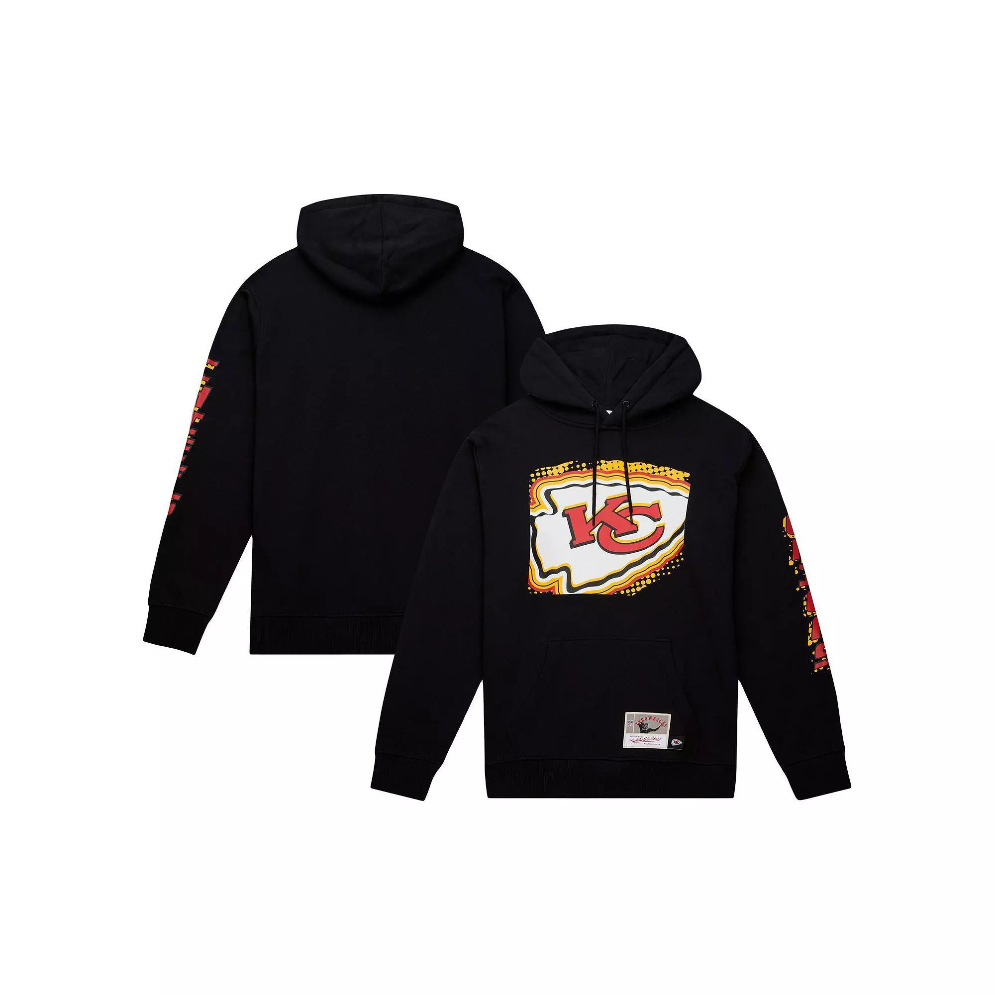 Men's Mitchell & Ness Black Kansas City Chiefs Gridiron Classics Big Face 7.0 Pullover Hoodie,  Product Image