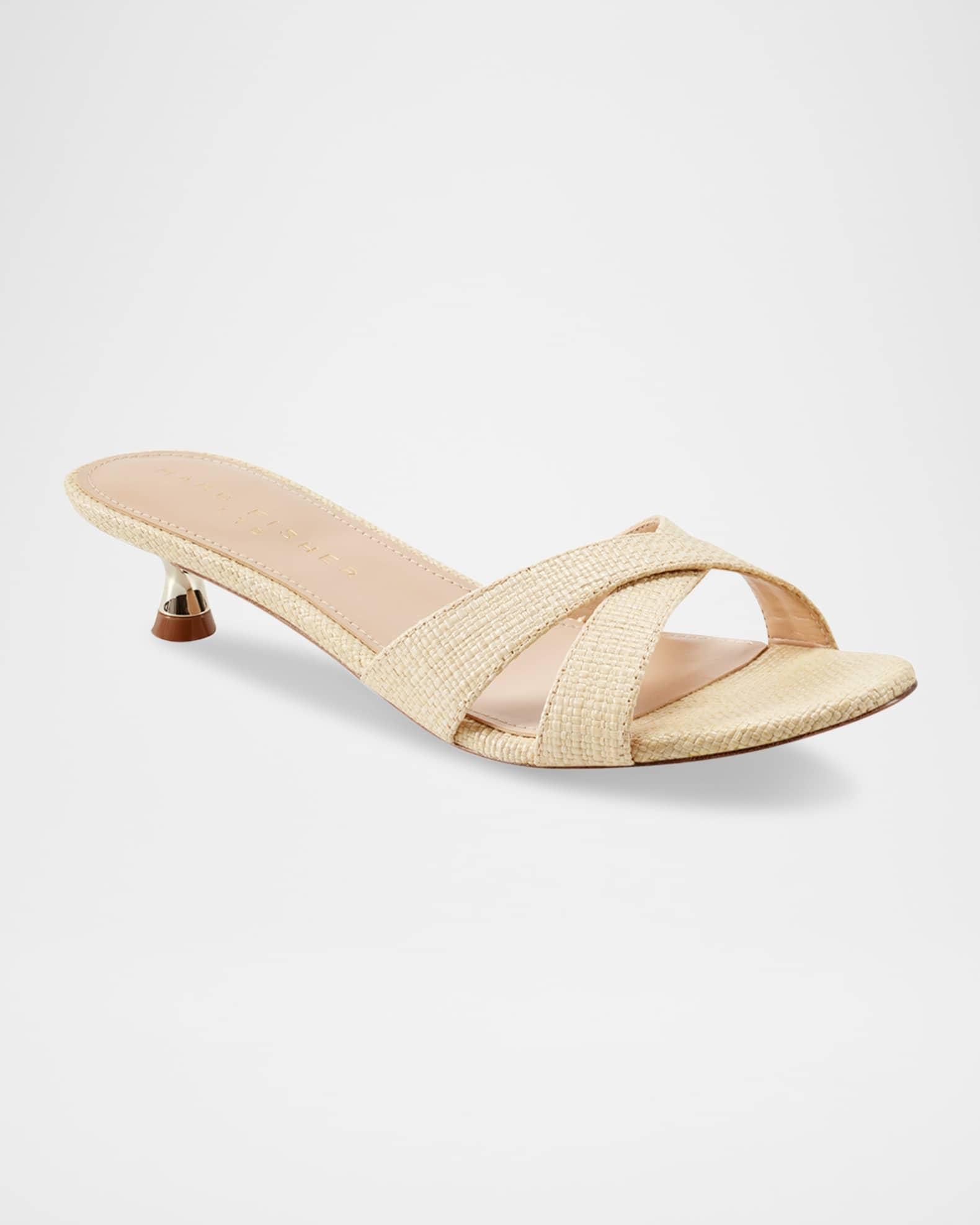 Tracey Raffia Kitten-Heel Sandals Product Image