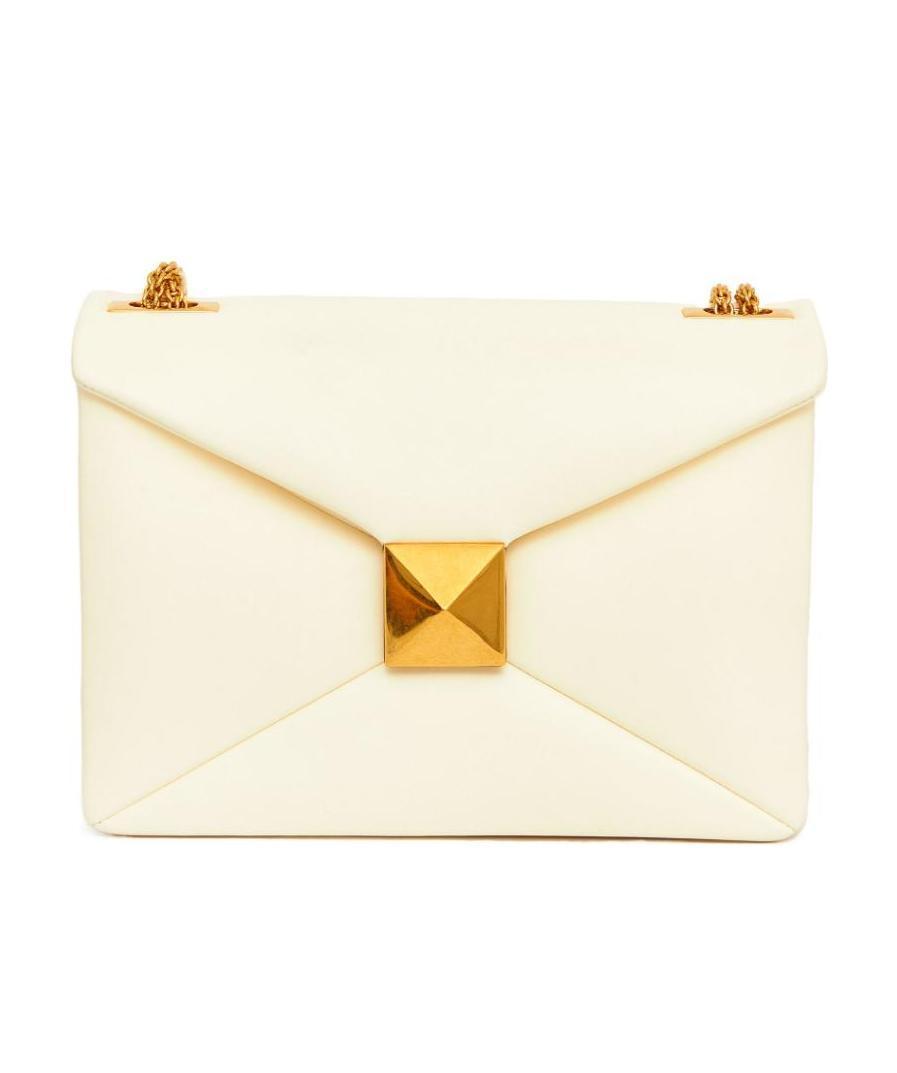 VALENTINO GARAVANI One Stud Foldover Top Shoulder Bag In White Product Image