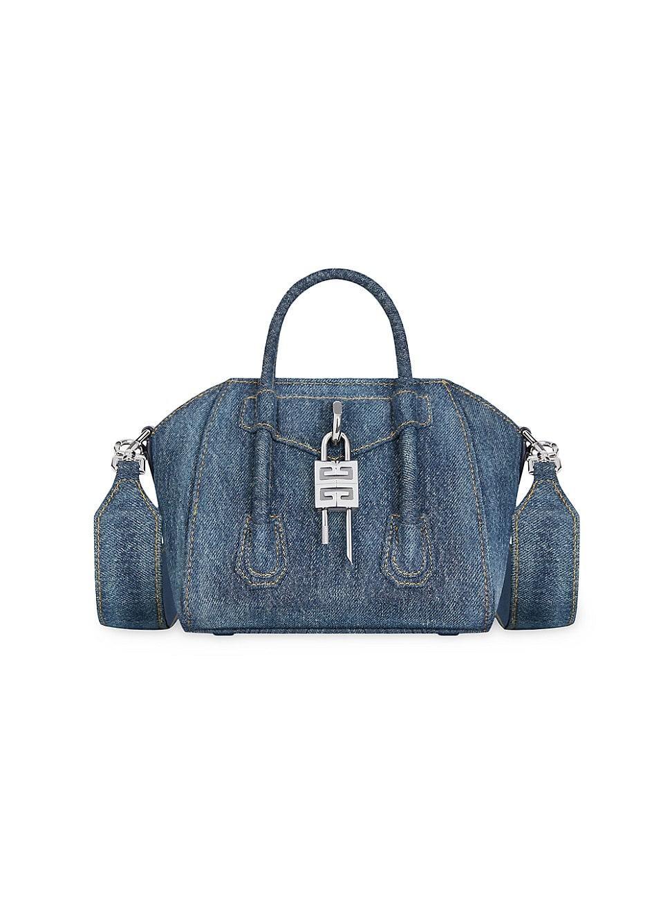 Womens Antigona Toy Lock Bag in Washed Denim Product Image