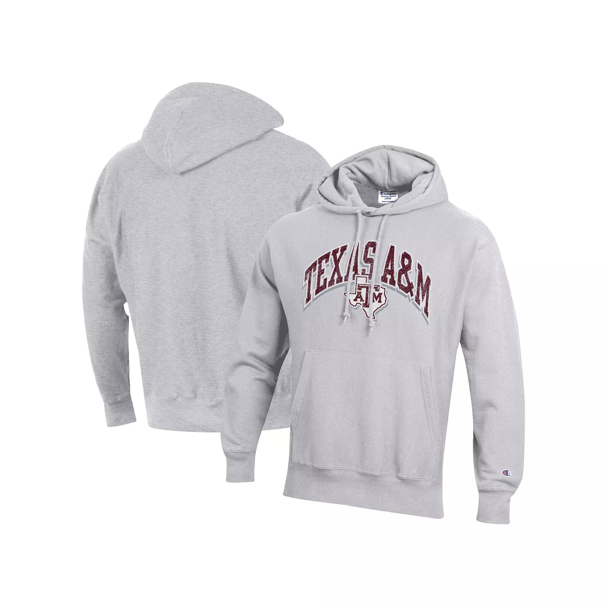 Men's Champion Gray Texas A&M Aggies Vault Late Night Reverse Weave Pullover Hoodie,  Product Image