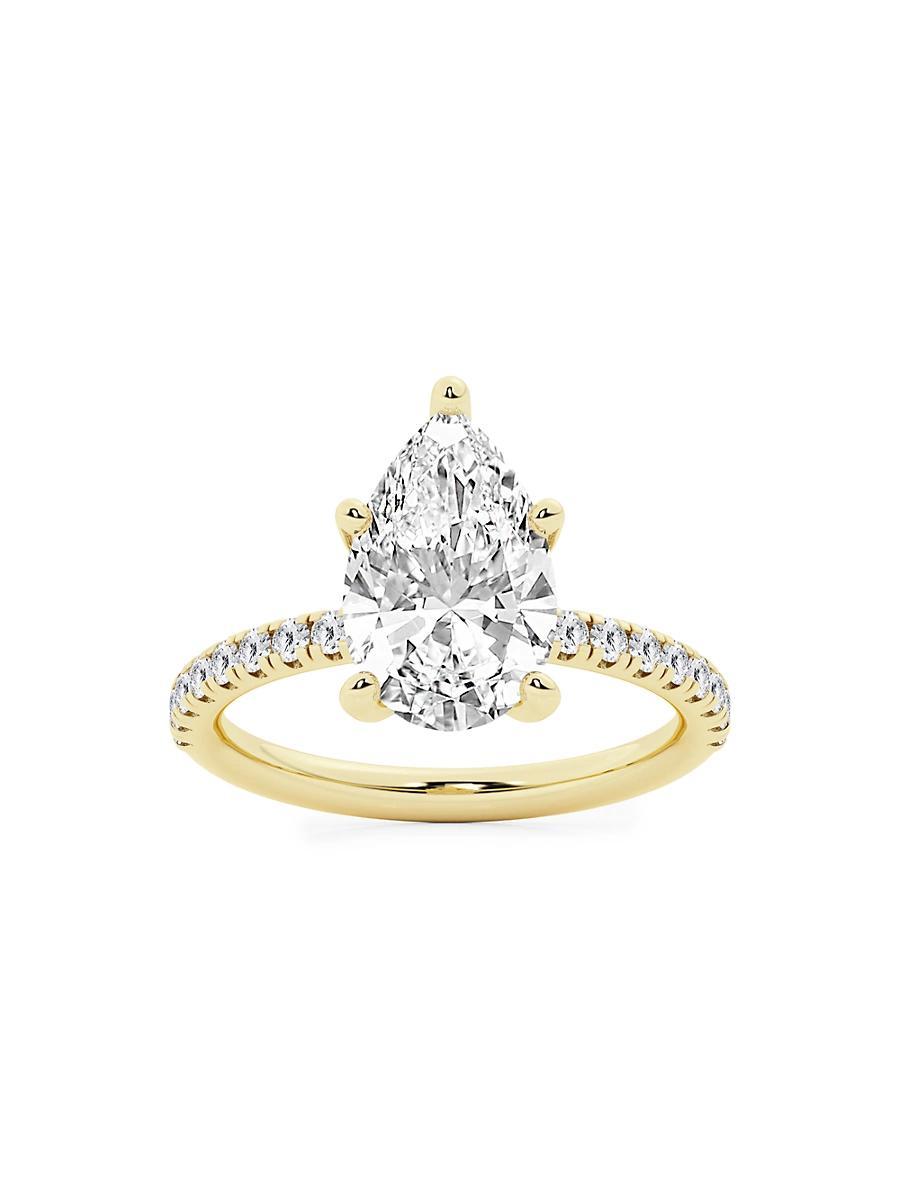 Womens 14K Yellow Gold & Pear-Cut Lab-Grown Diamond Hidden Halo Ring/0.80-3.41 TCW Product Image