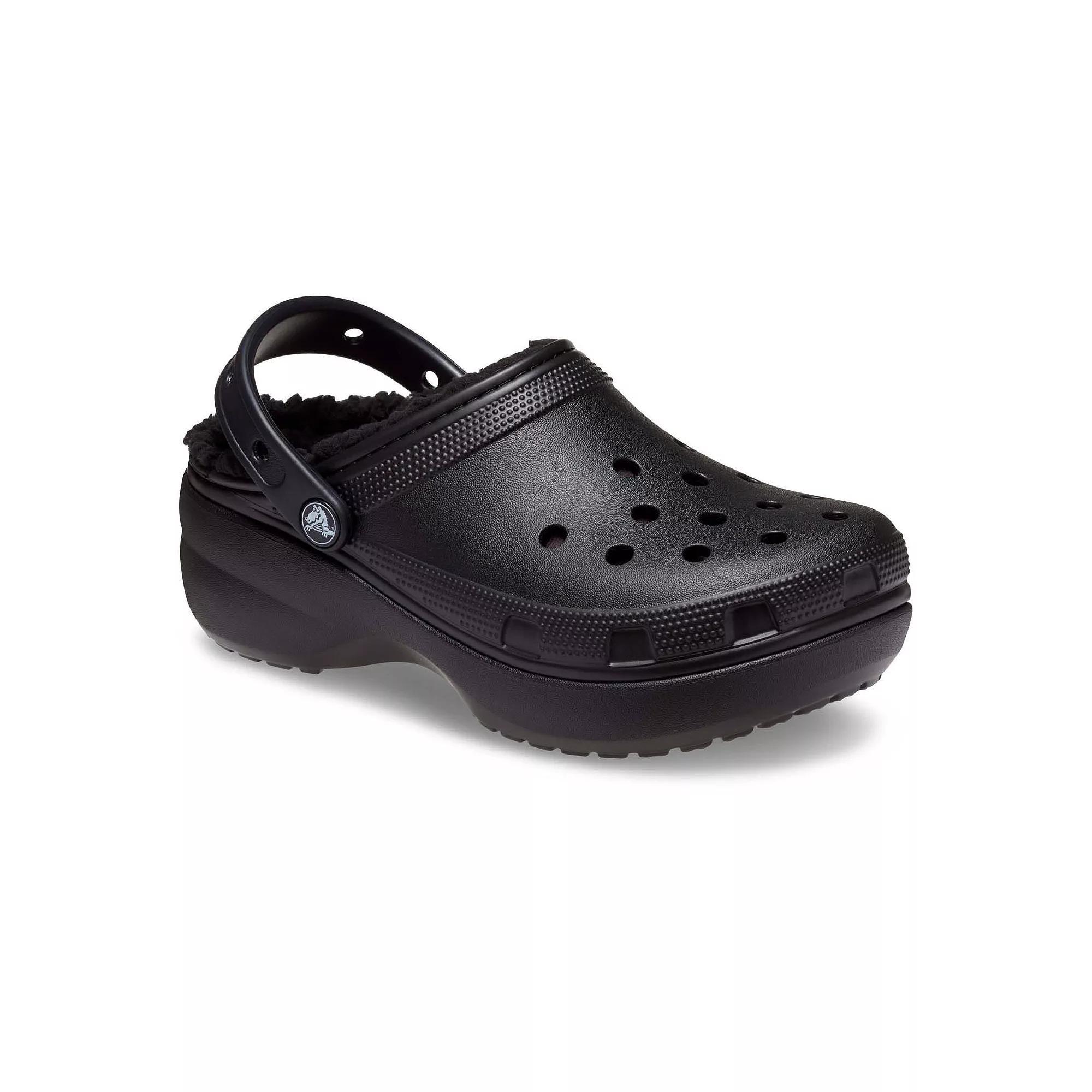 Crocs Classic Fuzz Lined Platform Women's Clogs, Size: 6, Ivory Product Image