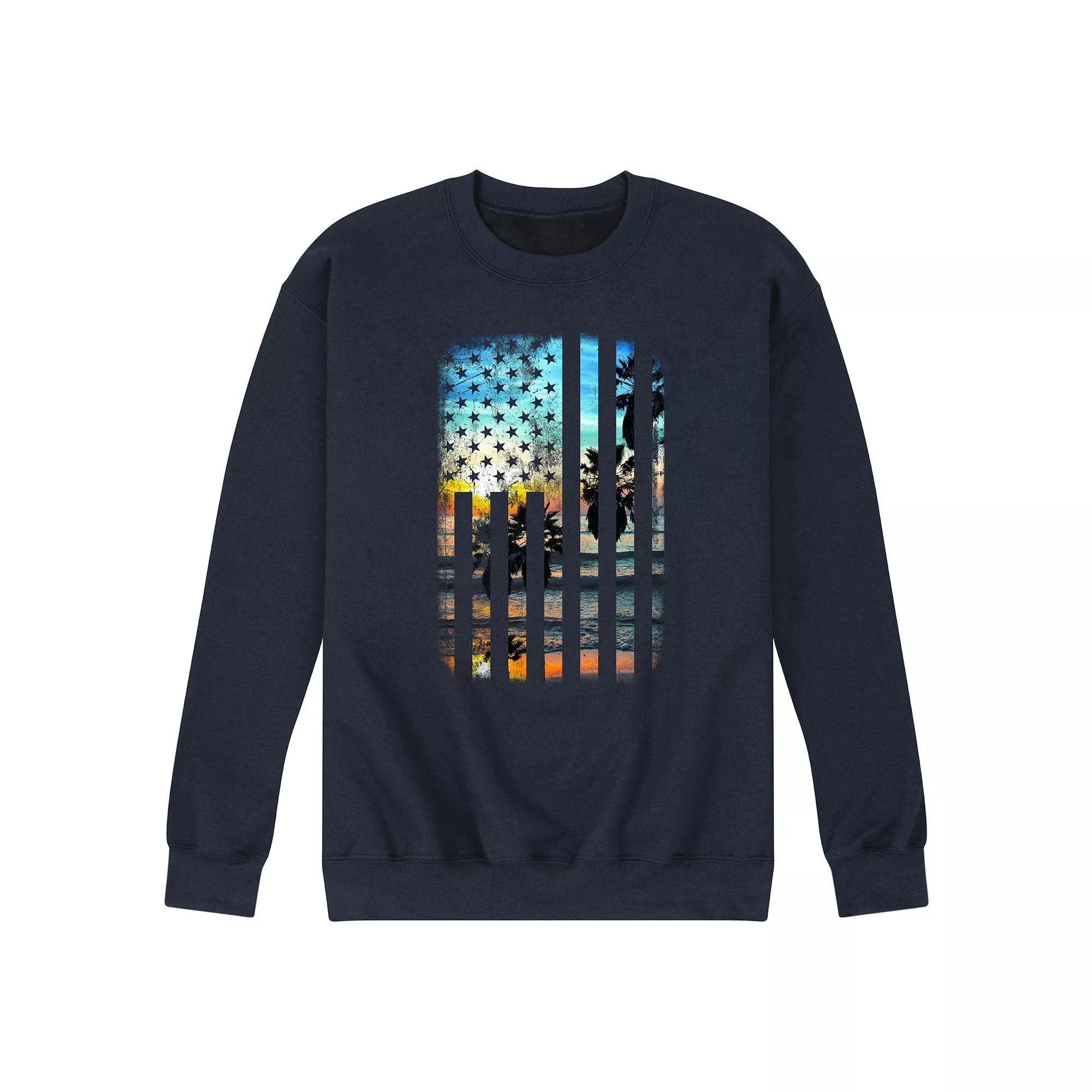 Men's Sunset Flag Fleece Sweatshirt, Size: Small, Blue Product Image