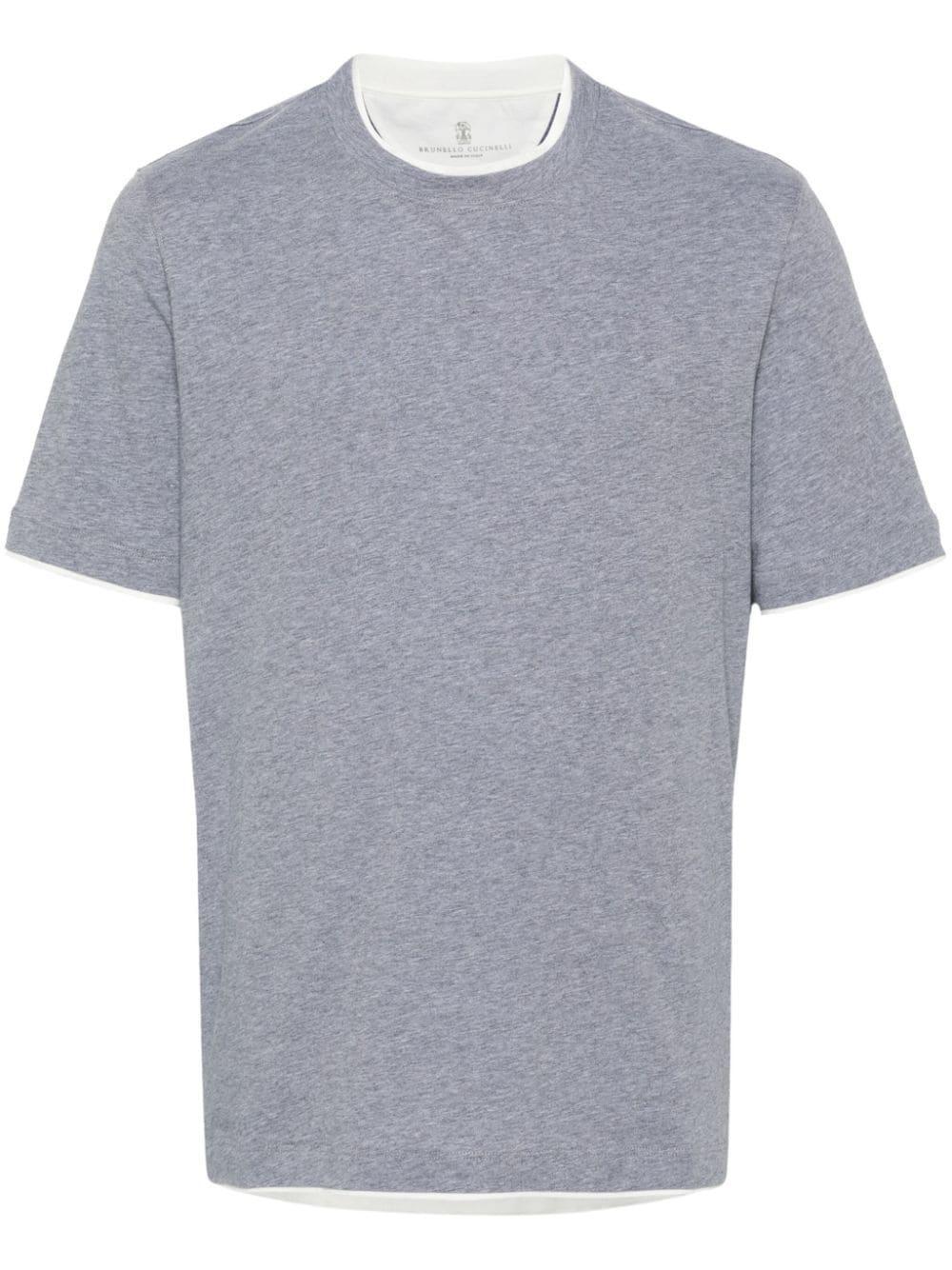 BRUNELLO CUCINELLI Faux-layered Cotton T-shirt In Grau Product Image