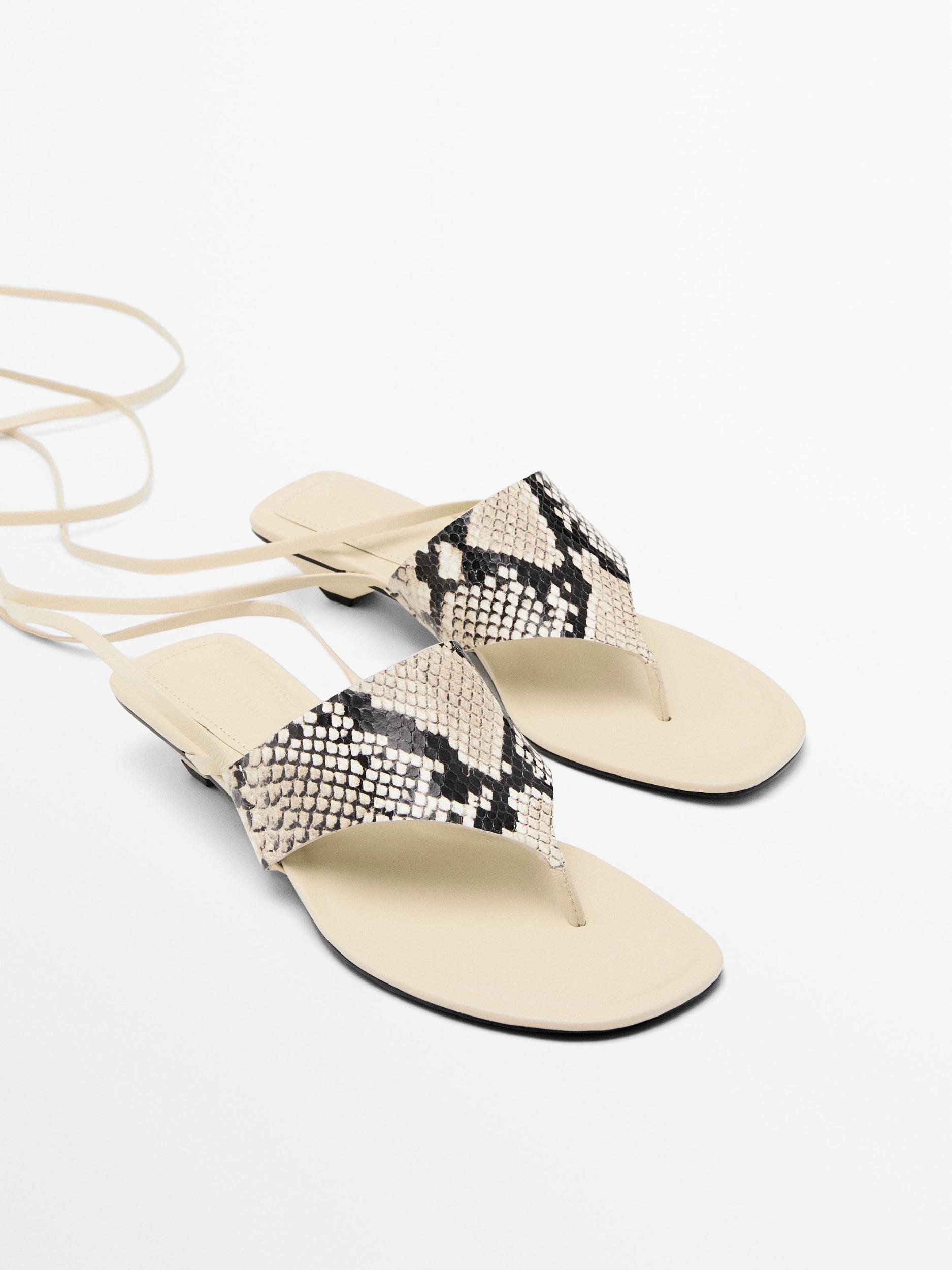 Tied animal print sandals Product Image