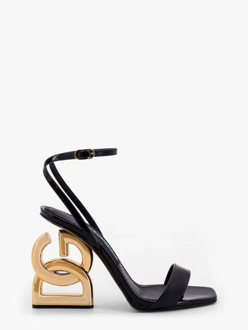 DOLCE & GABBANA Patent Leather Sandals With 3.5 Heel In Black Product Image