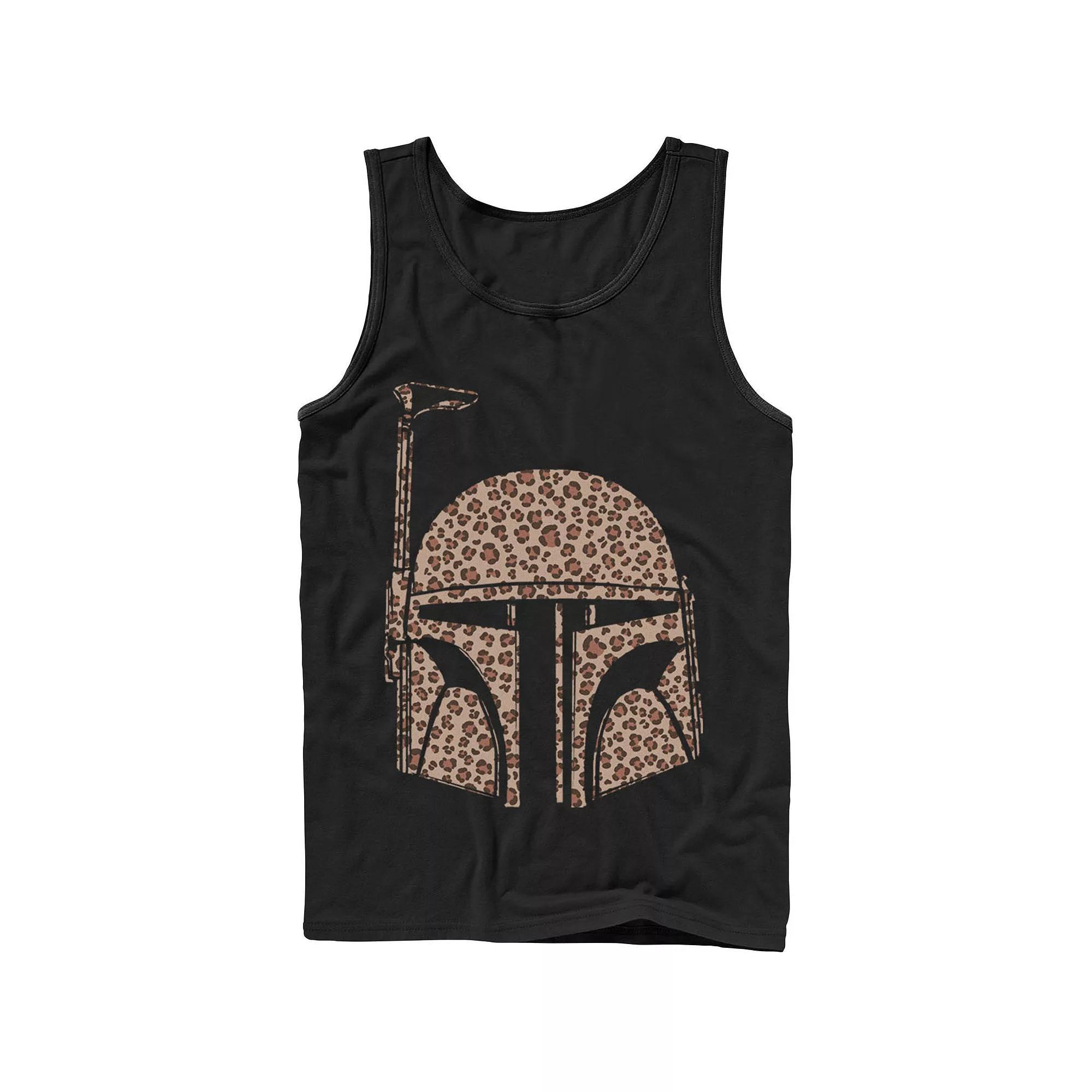 Men's Star Wars Boba Fett Helmet Cheetah Print Fill Tank Top,  Product Image