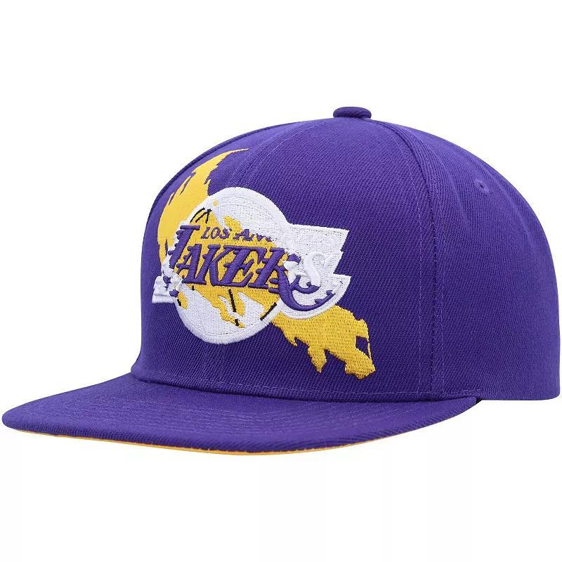 Mens Mitchell & Ness Purple Los Angeles Lakers Paint By Numbers Snapback Hat Product Image