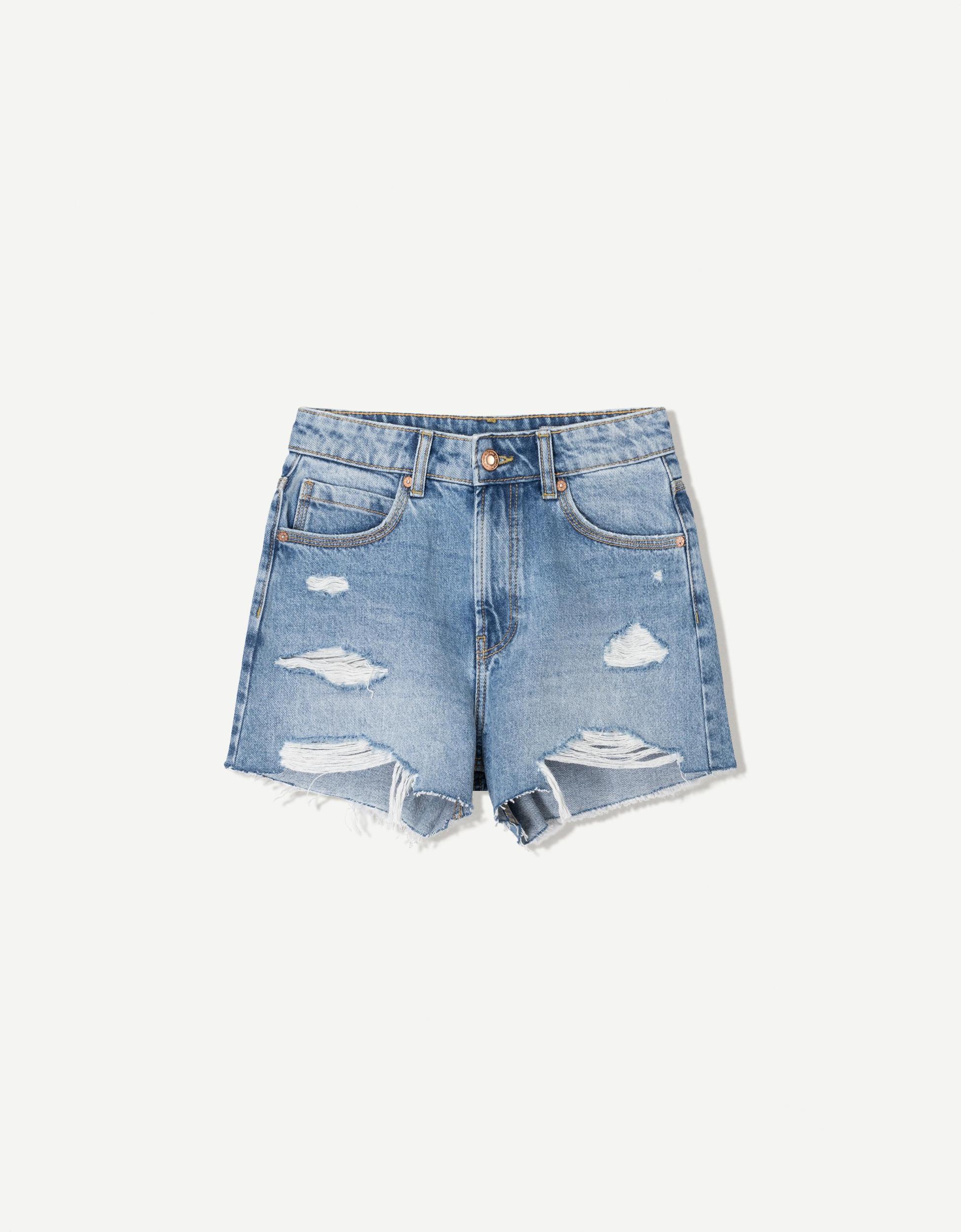 Ripped denim shorts Product Image