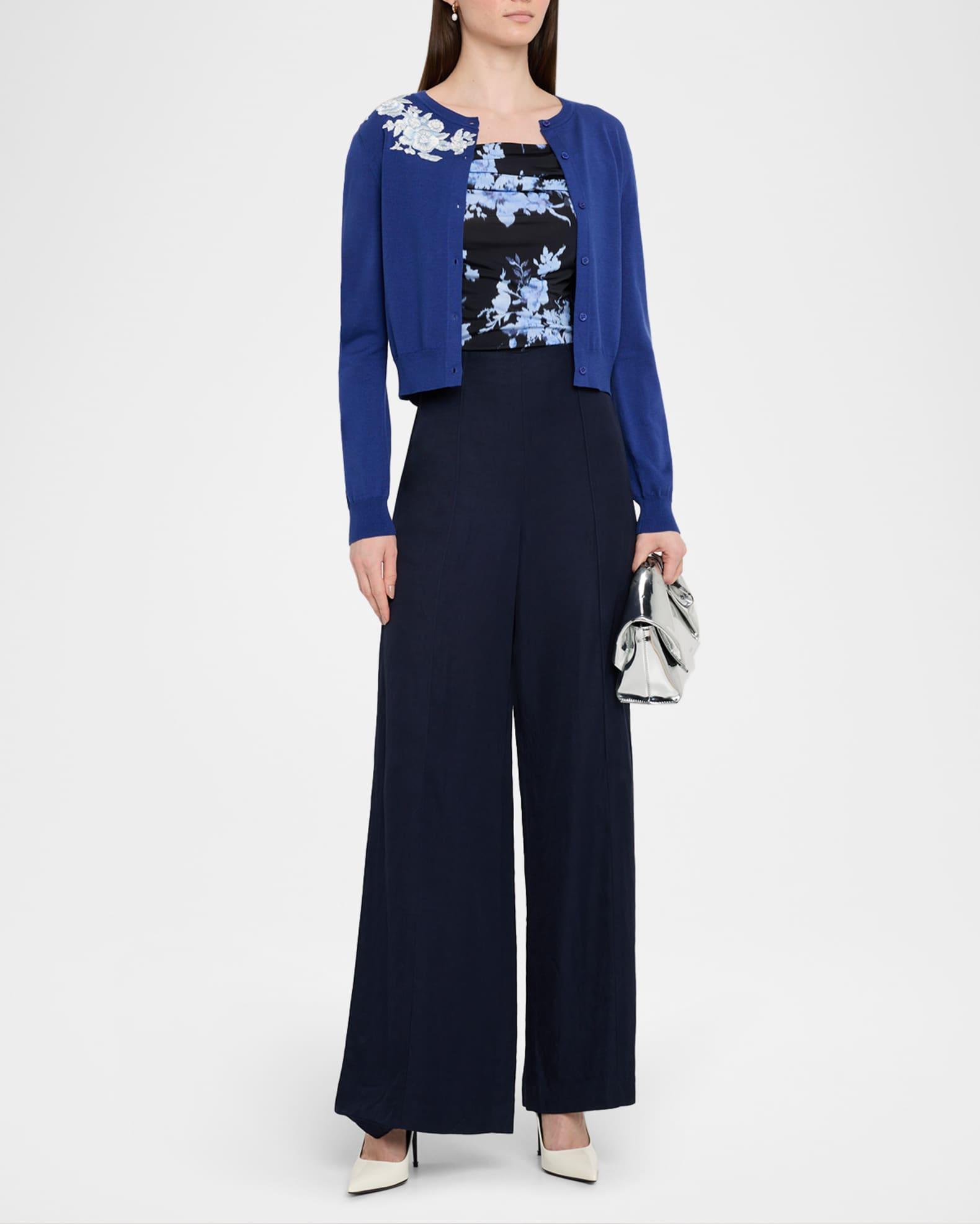 Floral Embroidered Crewneck Cardigan Product Image