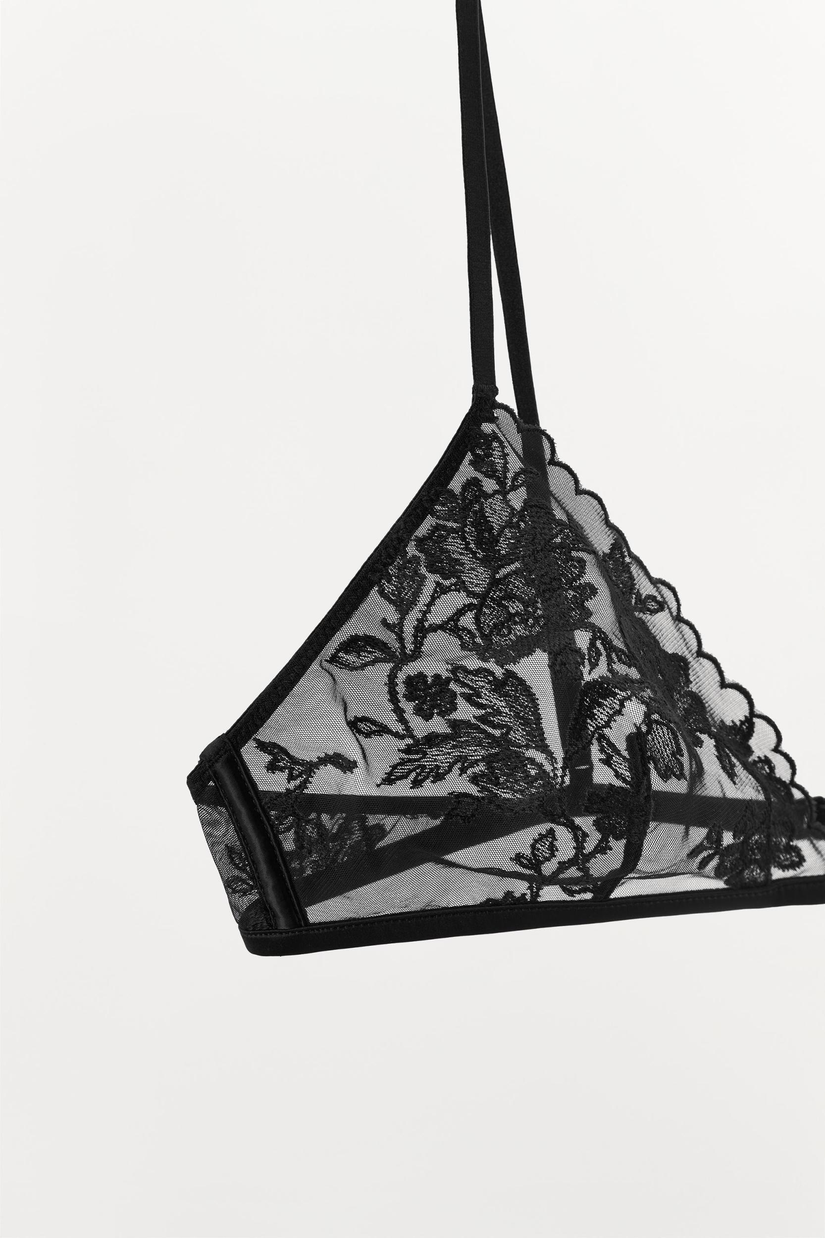 EMBROIDERED MESH TRIANGLE BRALETTE Product Image