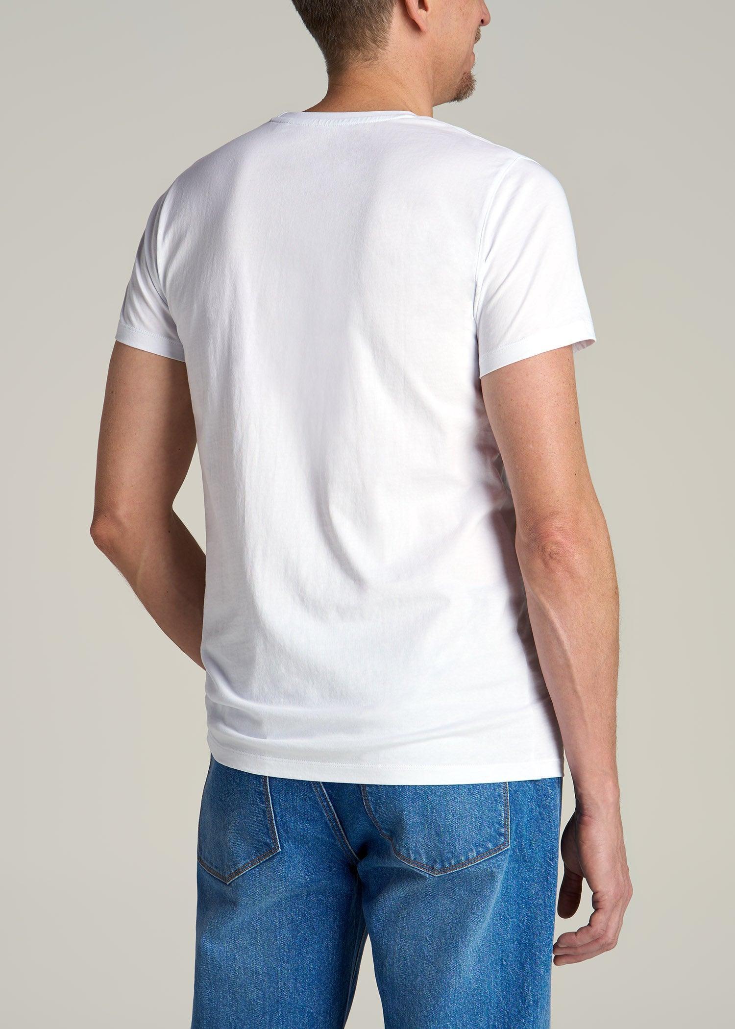 MODERN-FIT Embroidered Logo Crewneck T-Shirt for Tall Men in White Product Image