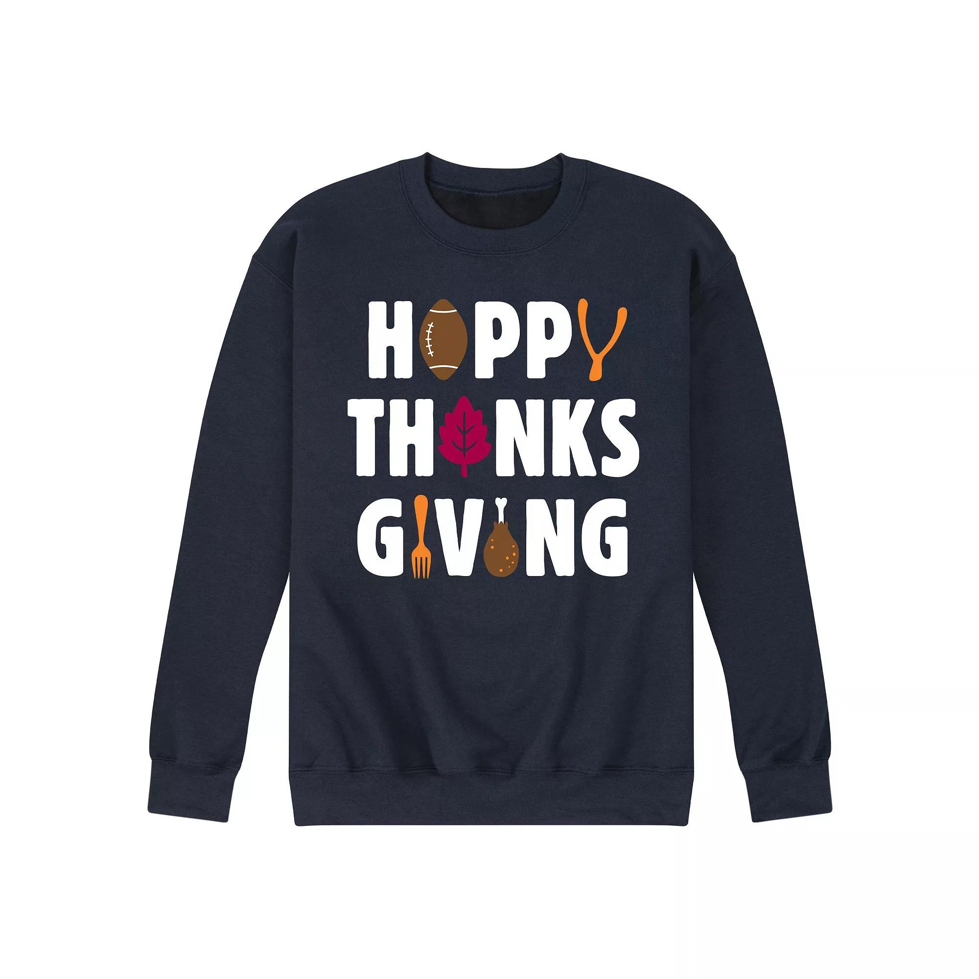 Men's Happy Thanksgiving Icons Fleece Sweatshirt,  Product Image