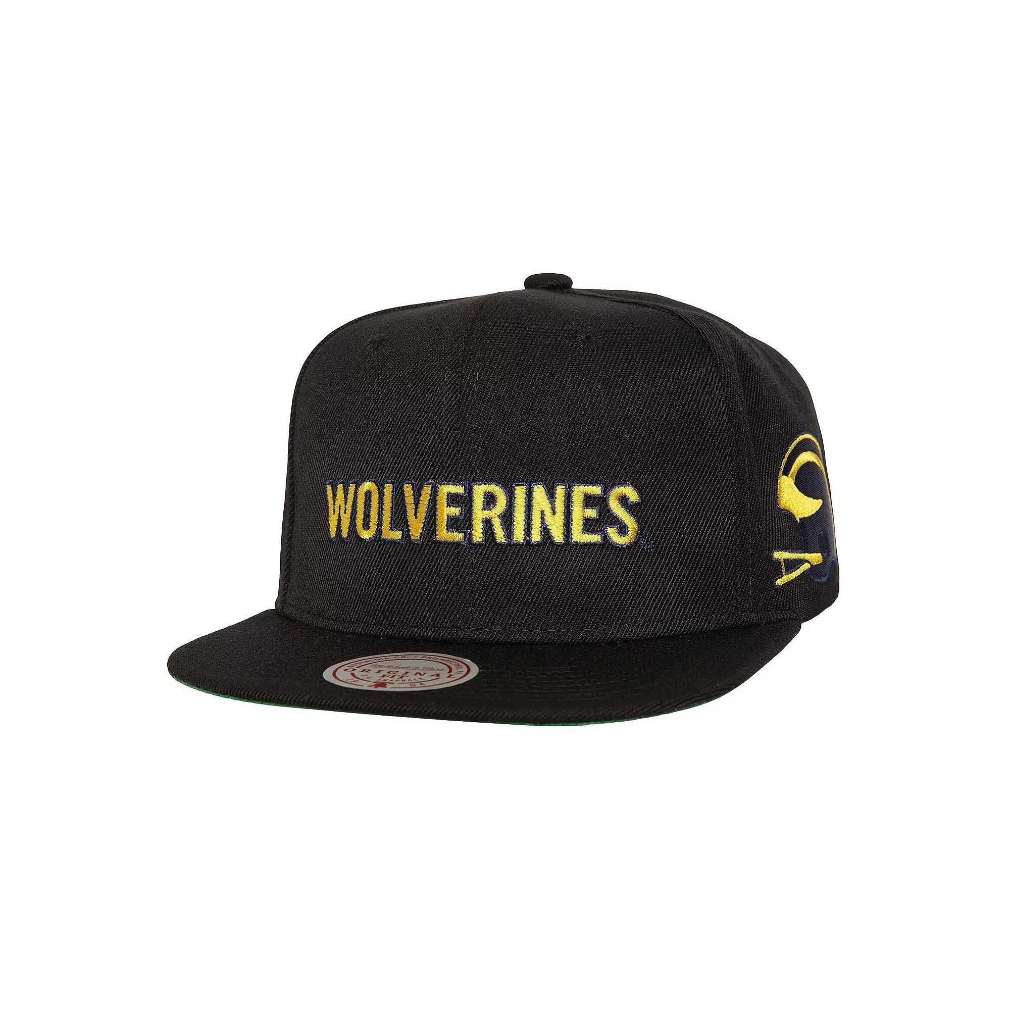 Men's Mitchell & Ness  Black Michigan Wolverines Triple Play Snapback Hat Product Image