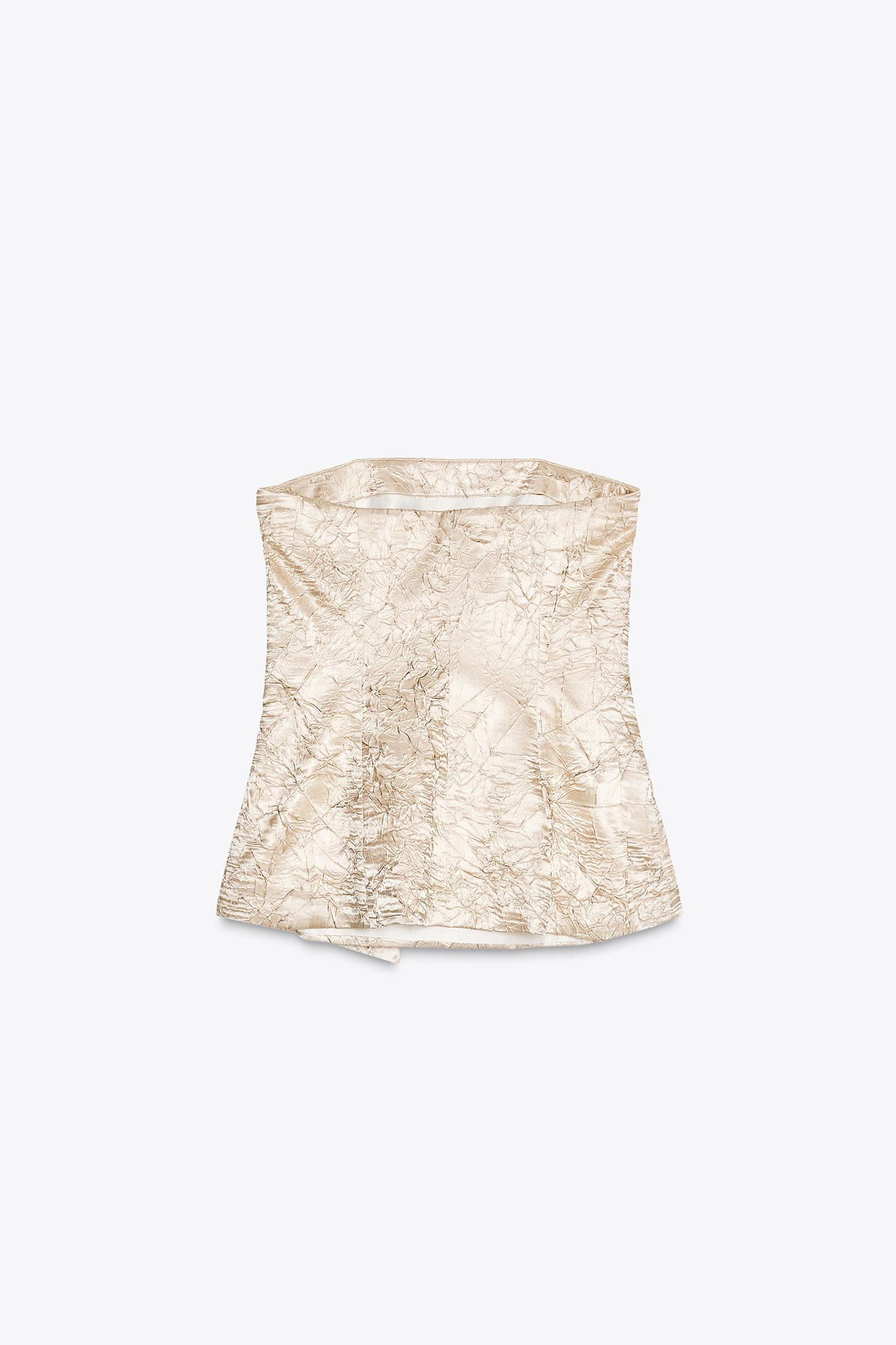 WRINKLED SATIN EFFECT BUSTIER TOP Product Image
