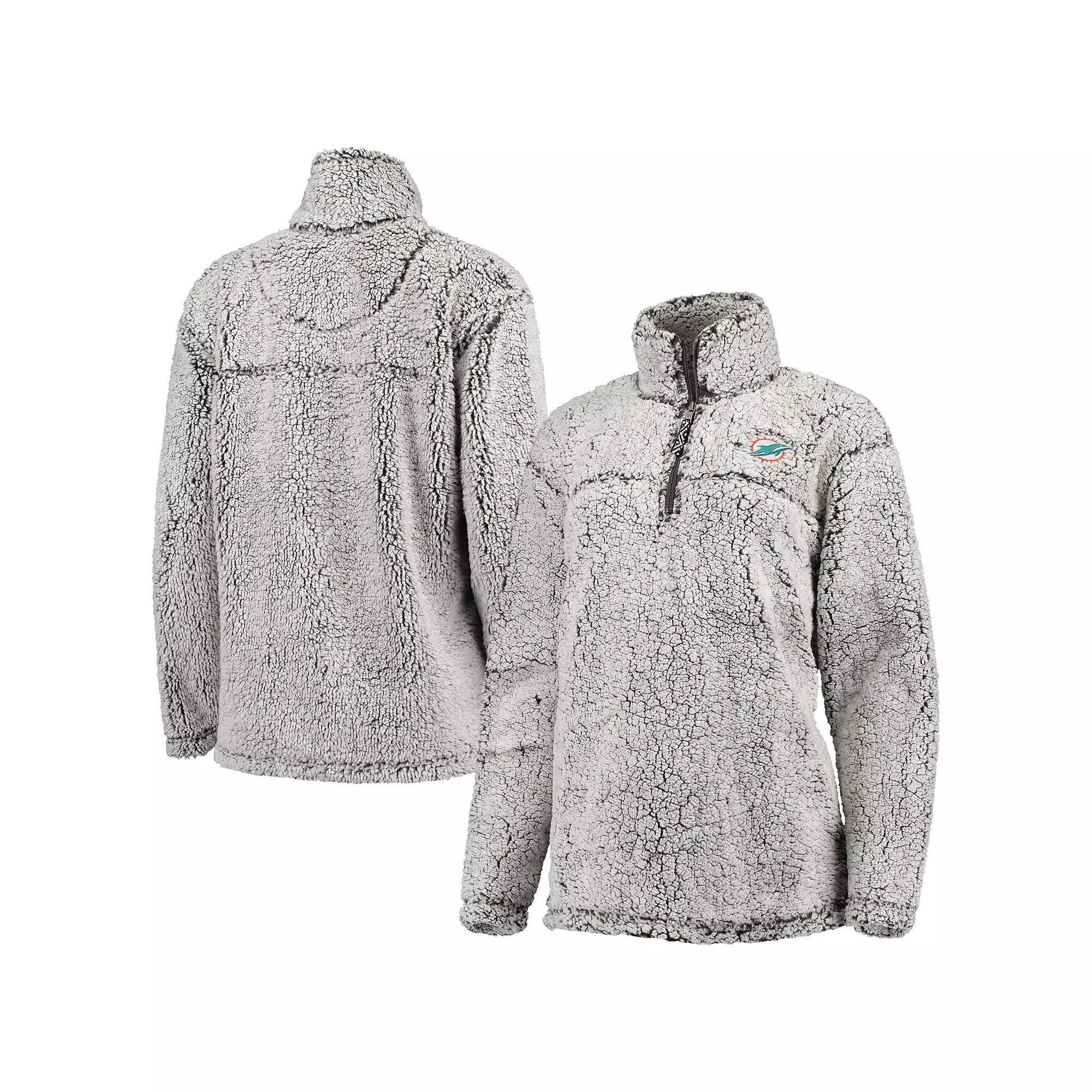 Women's Gray Green Bay Packers Sherpa Quarter-Zip Pullover Jacket,  Product Image