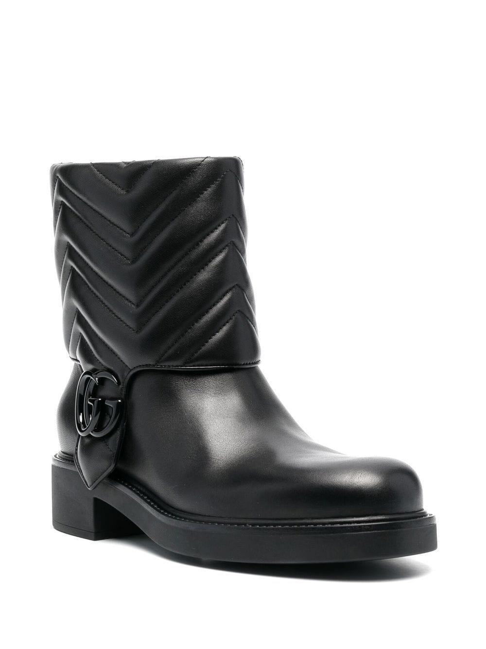 Gg Leather Ankle Boots In Black Product Image