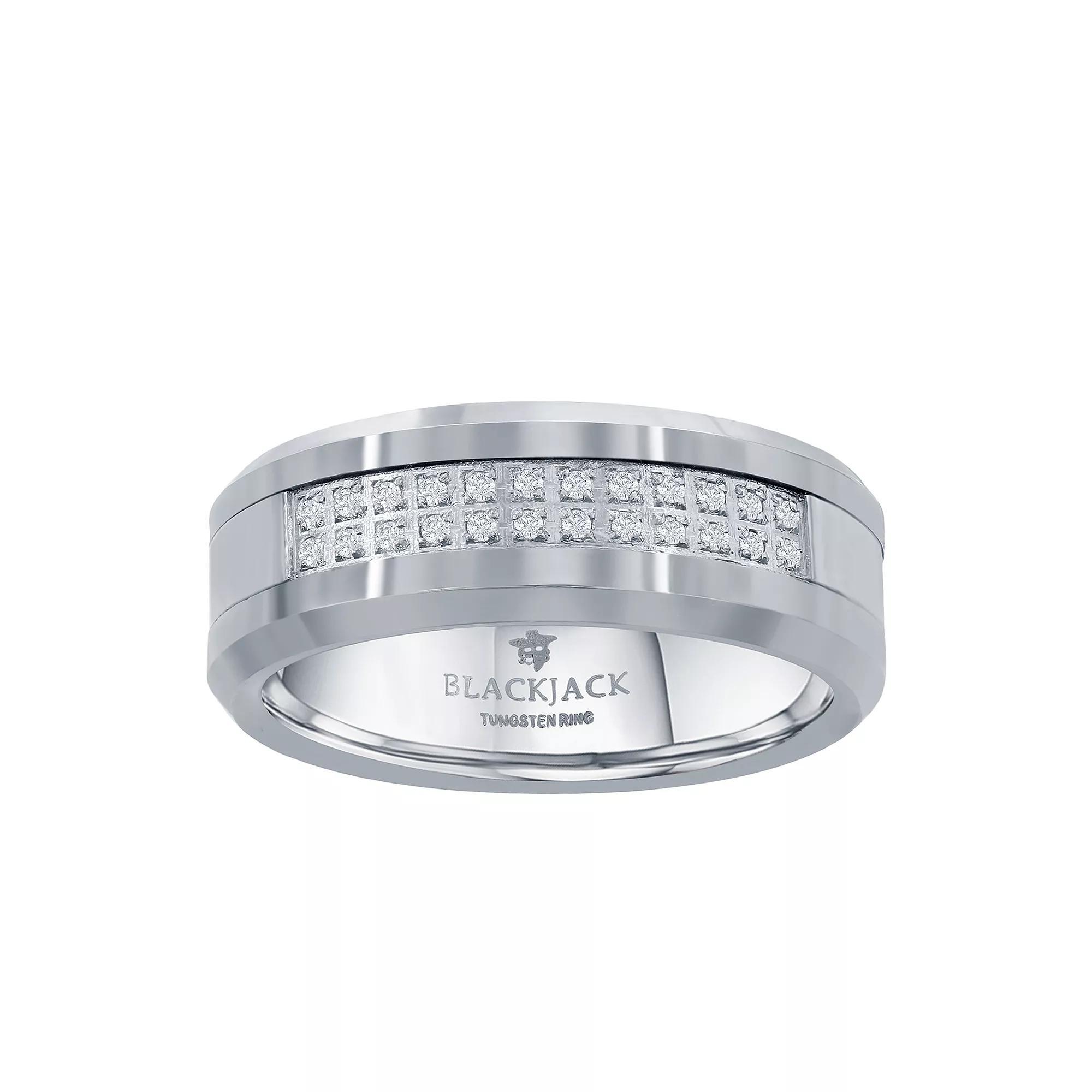 Mens Double Row Cubic Zirconia Tungsten Carbide Ring Product Image