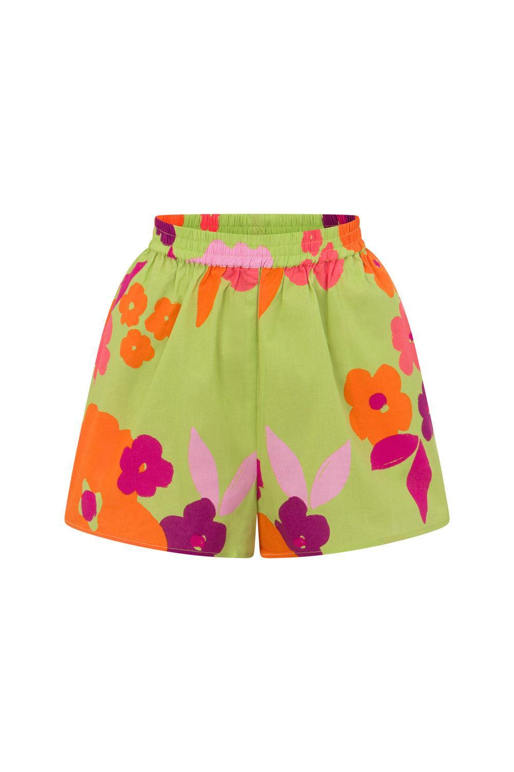 Thessy Shorts - Lime Floral Product Image