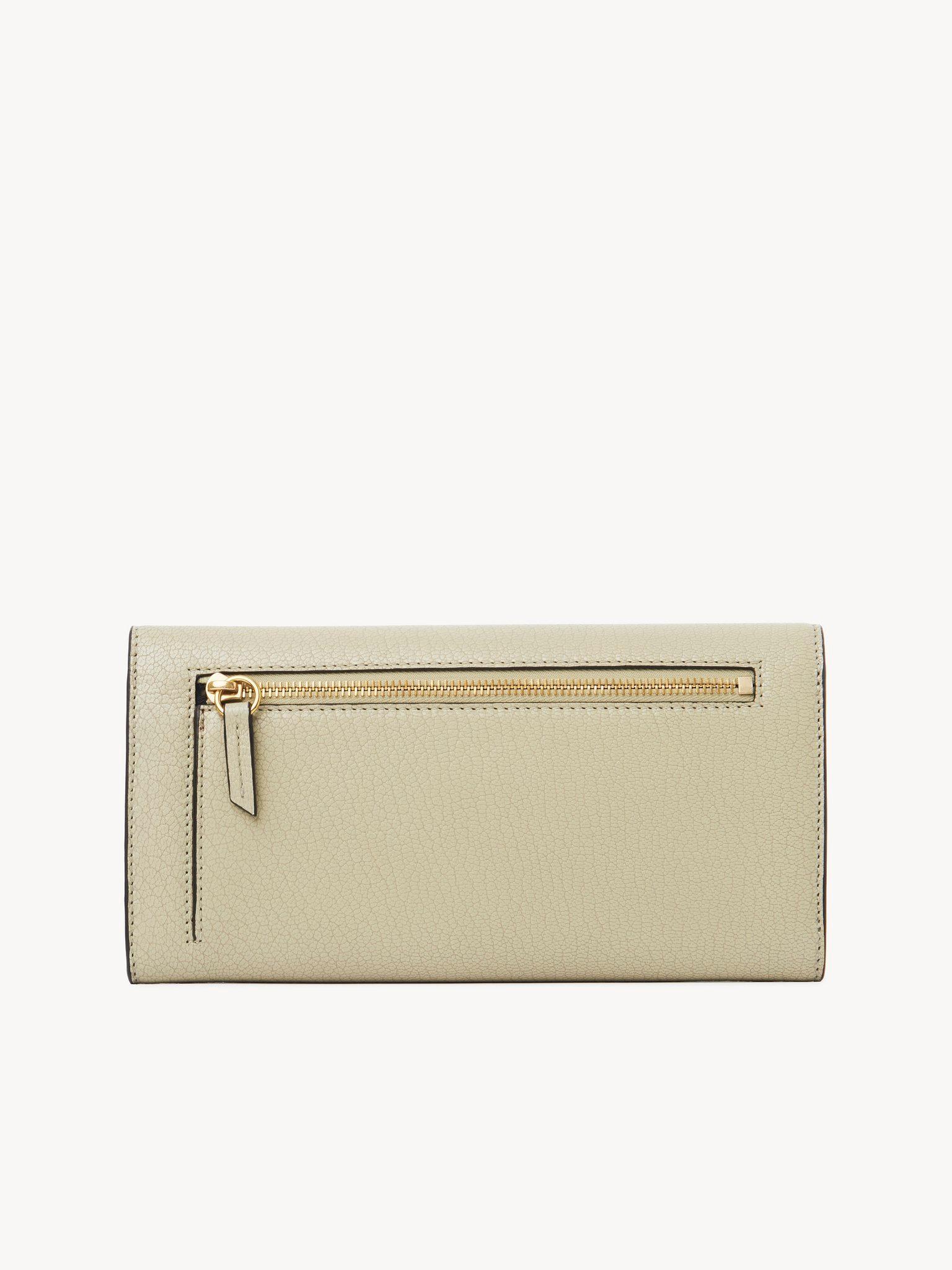 Envelope long wallet with flap in grained leather Product Image