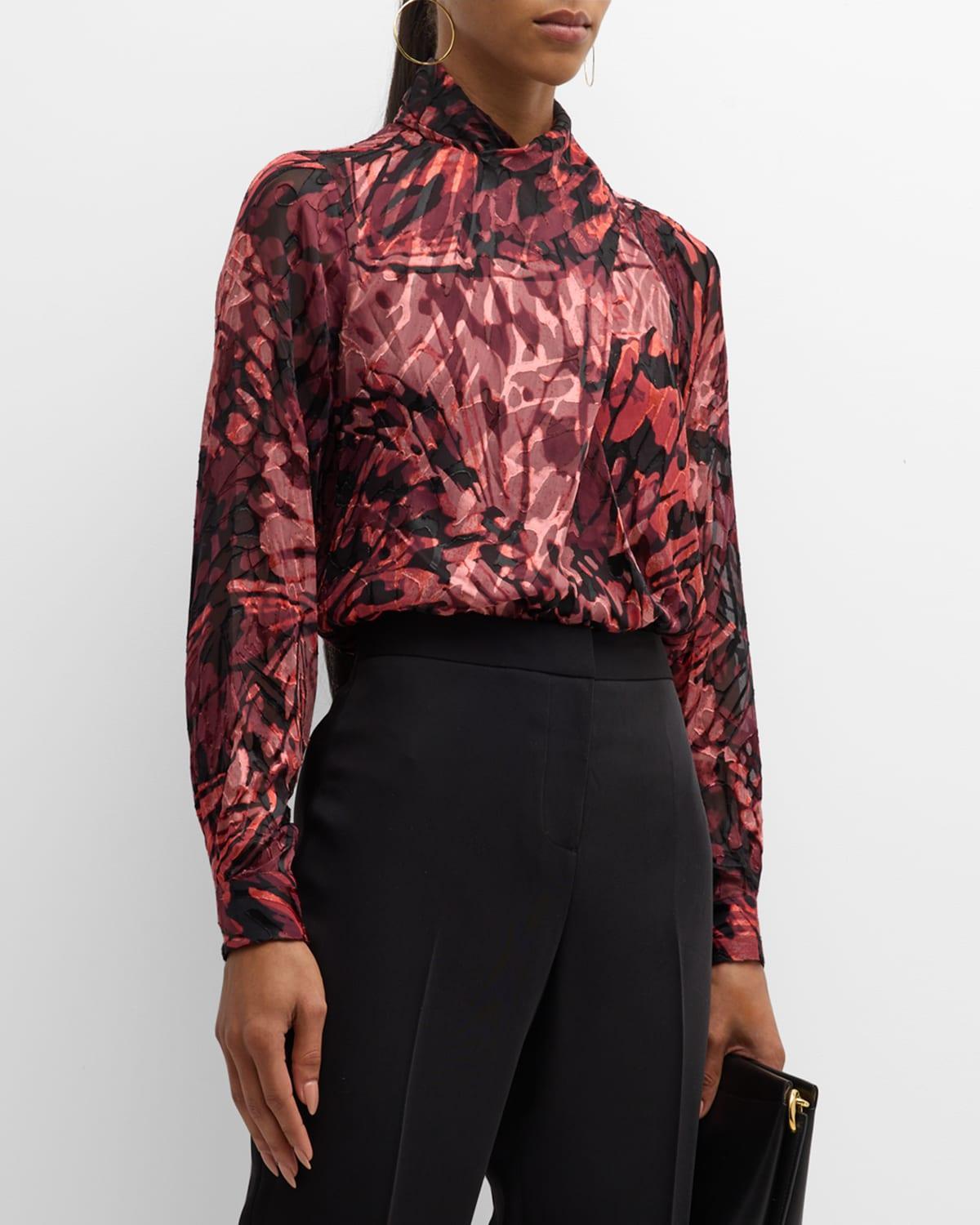 Womens Lyla Silk Monarch Burnout Blouse Product Image