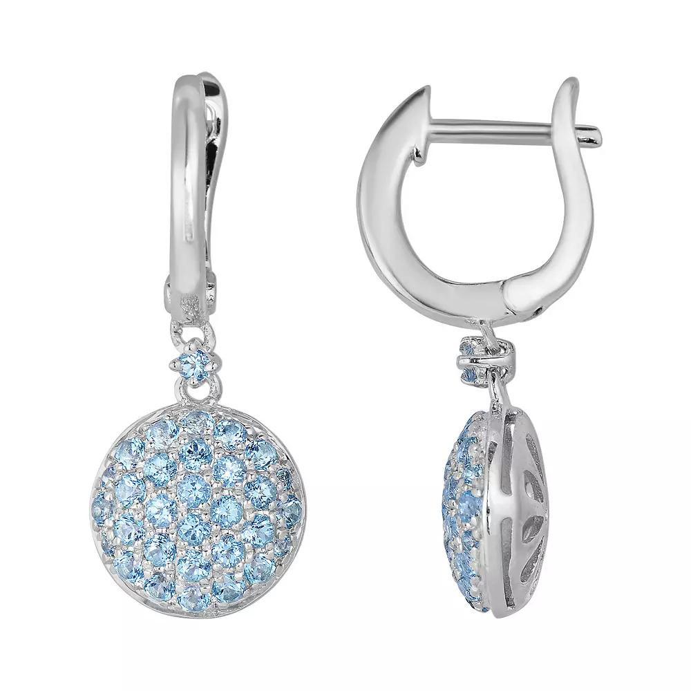 Oro Leoni Sterling Silver Blue Topaz Disc Drop Earrings - Made with Genuine Gemstones, Women's Product Image