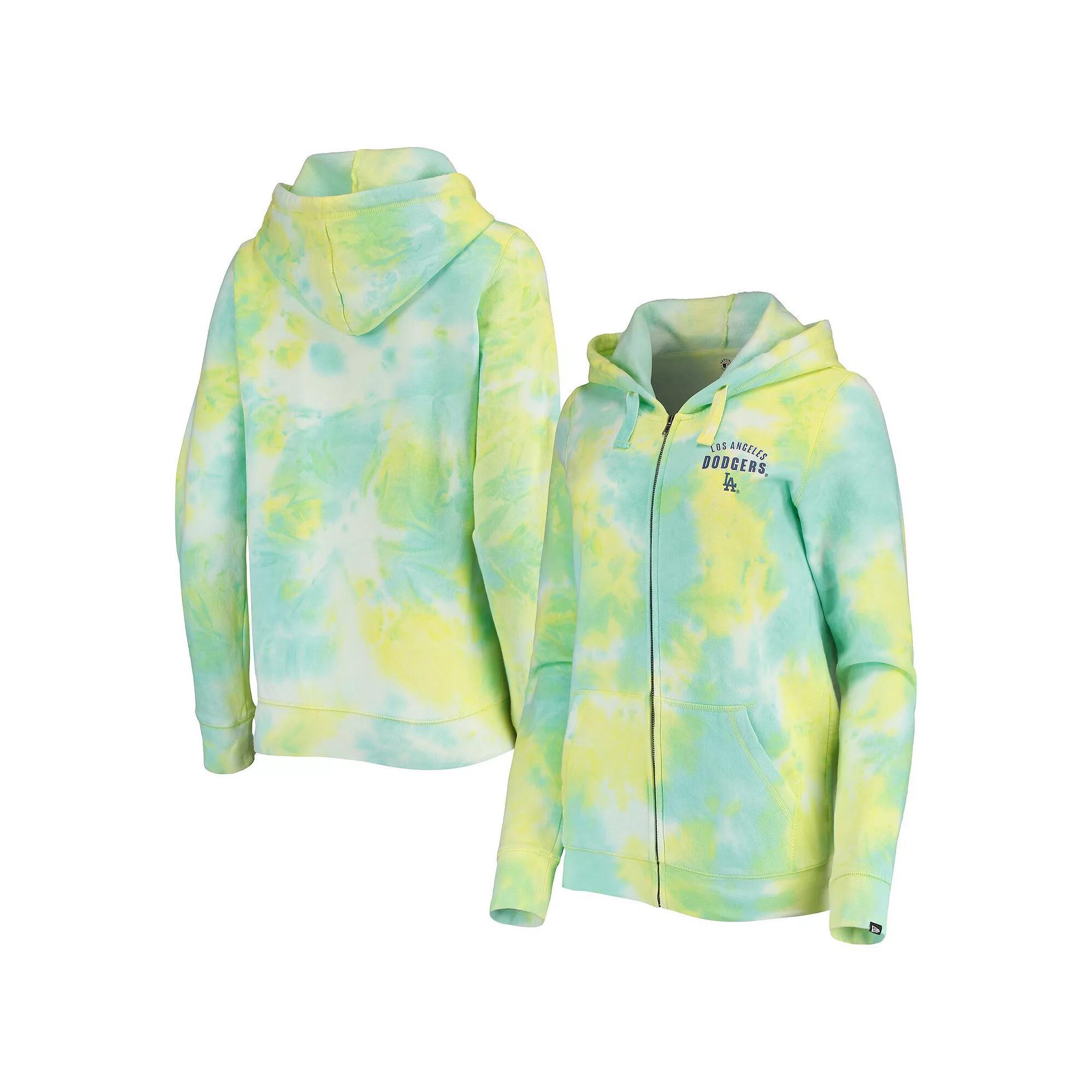 Women's New Era White Los Angeles Dodgers Tie-Dye Full-Zip Hoodie,  Product Image