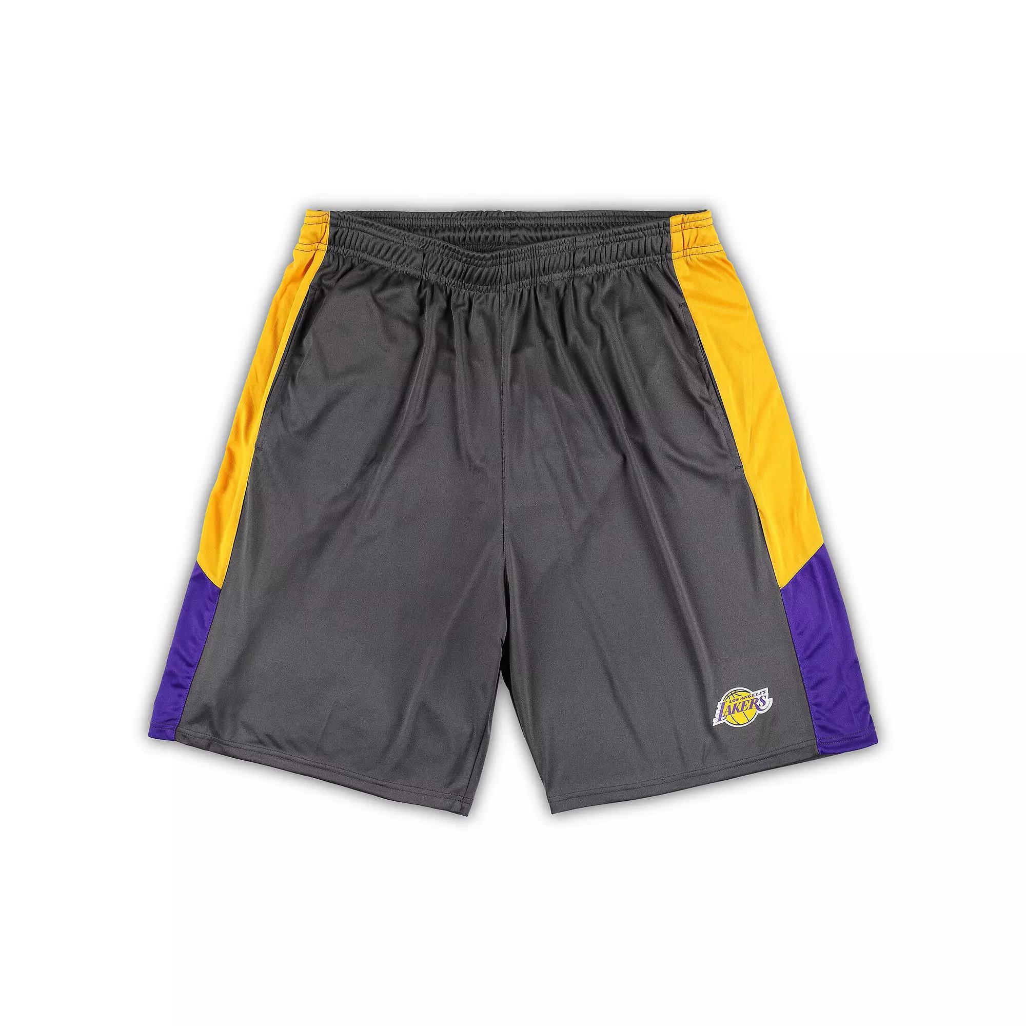 Men's Fanatics Branded Gray Los Angeles Lakers Big & Tall Shorts,  Product Image