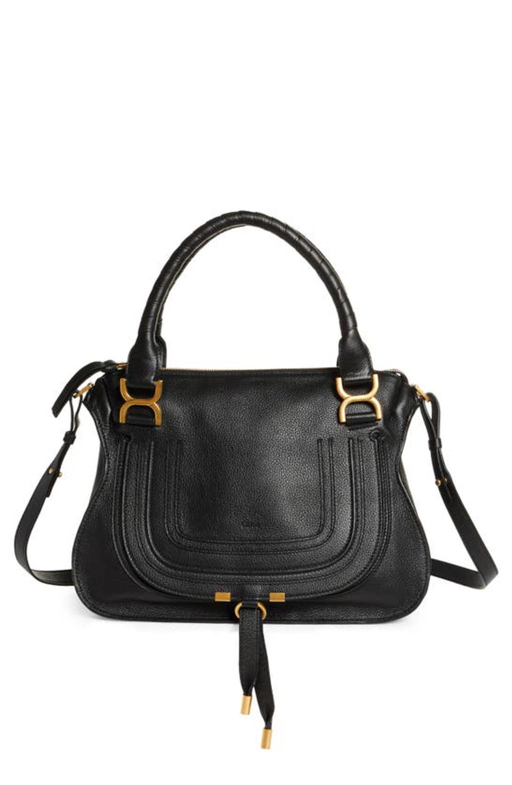 Marcie Medium Double Carry Satchel Bag in Grained Leather Product Image